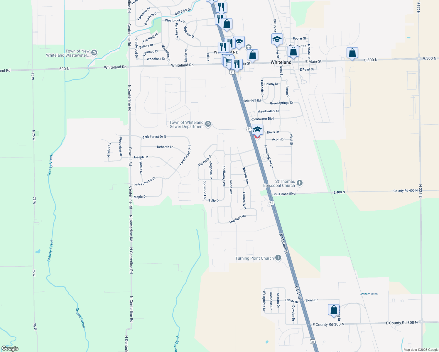 map of restaurants, bars, coffee shops, grocery stores, and more near 4052-4058 Knollwood Avenue in Franklin