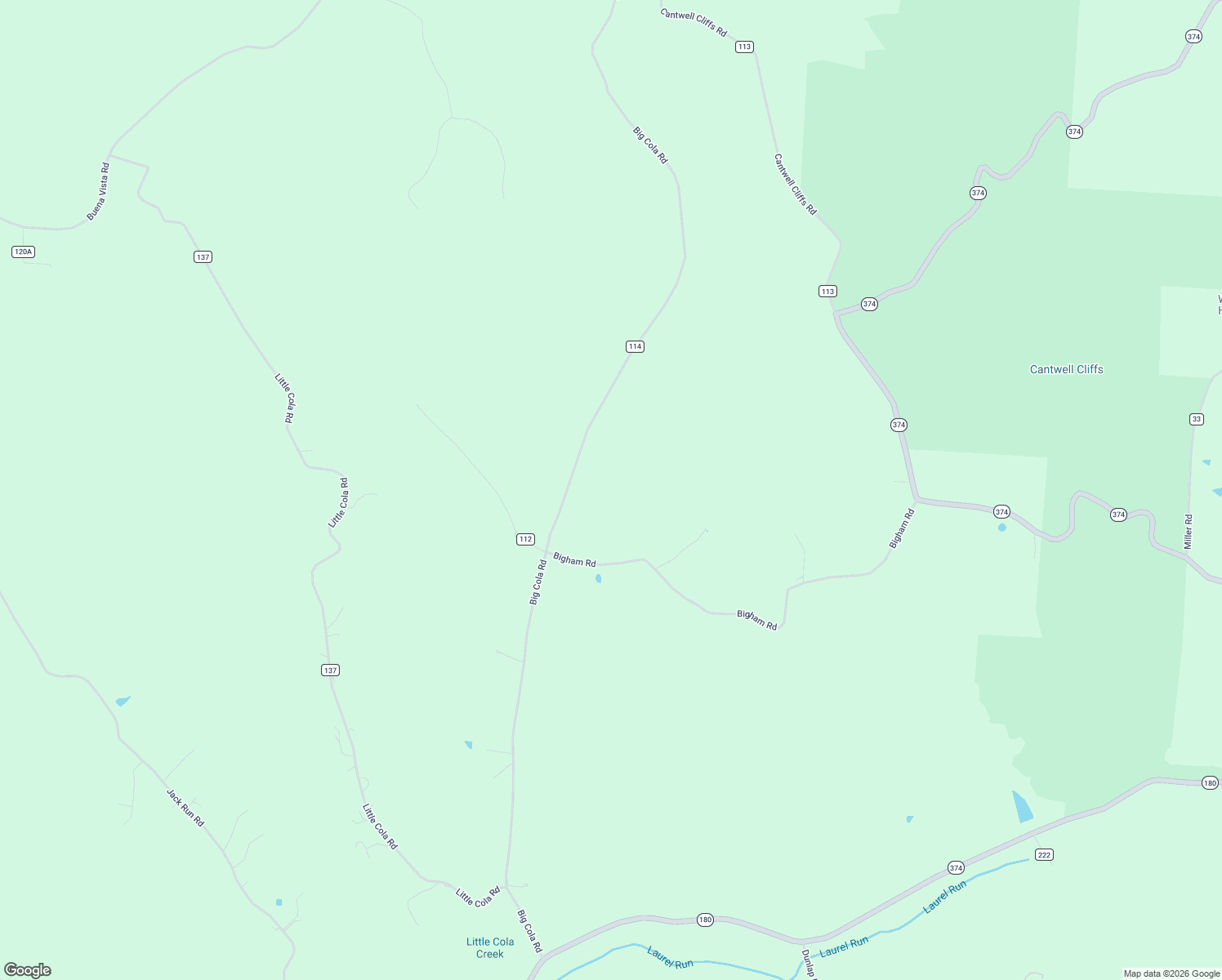 map of restaurants, bars, coffee shops, grocery stores, and more near 13570 Big Cola Road in Rockbridge
