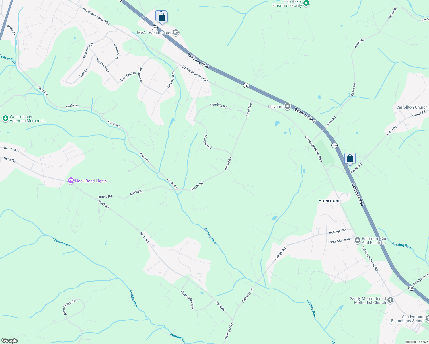 map of restaurants, bars, coffee shops, grocery stores, and more near 1240 Arnold Road in Westminster