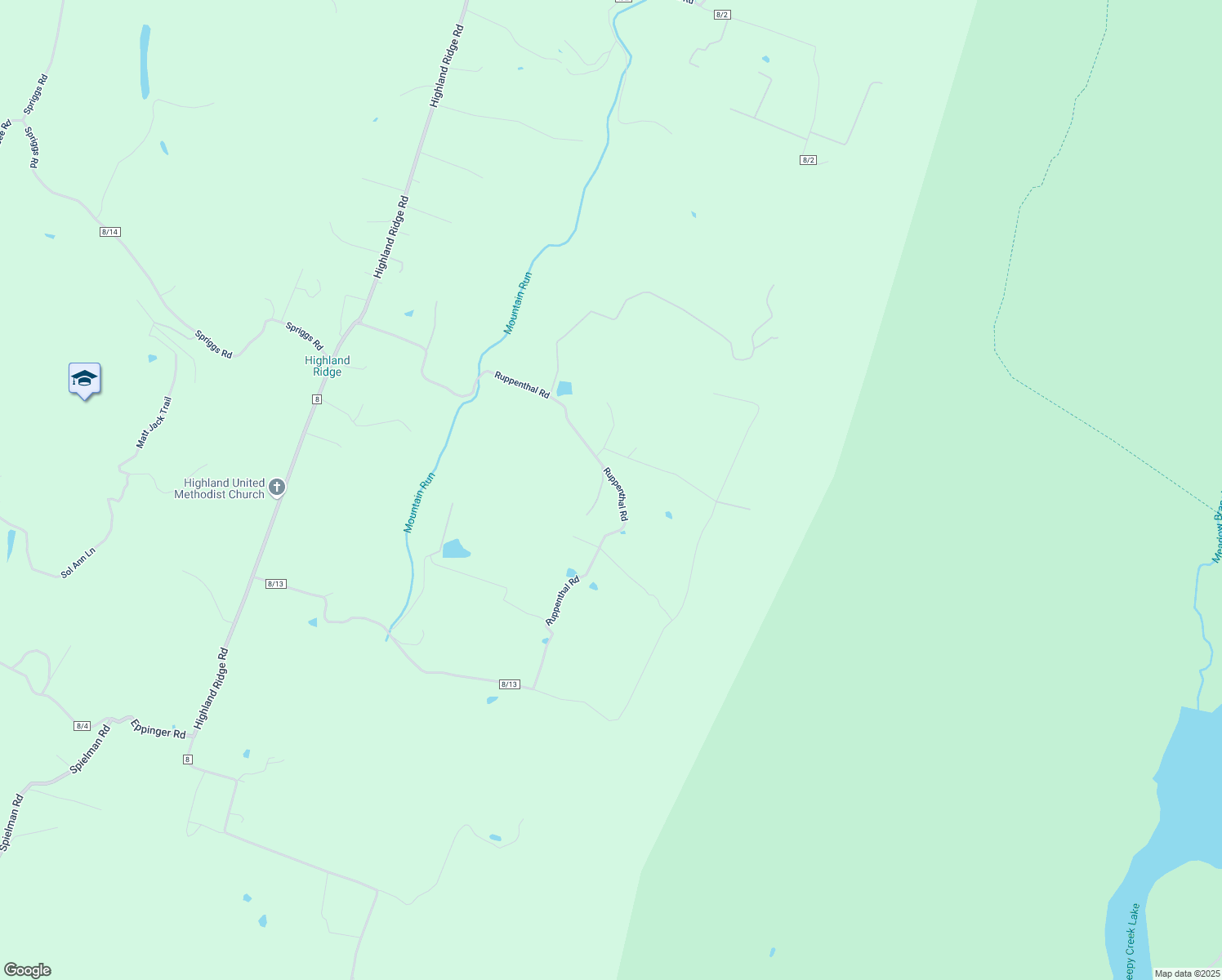 map of restaurants, bars, coffee shops, grocery stores, and more near 50 Somerset Drive in Berkeley Springs
