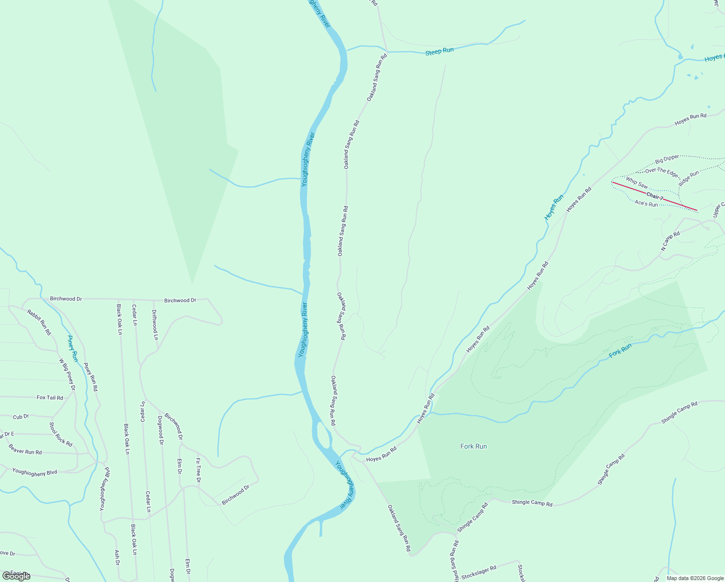 map of restaurants, bars, coffee shops, grocery stores, and more near 98 Bear Run Road in Oakland