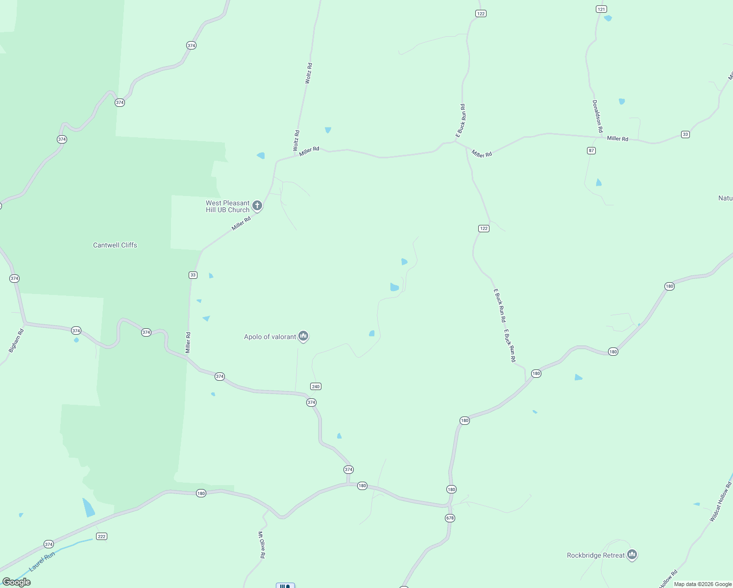 map of restaurants, bars, coffee shops, grocery stores, and more near 13441 Marshall Road in Rockbridge
