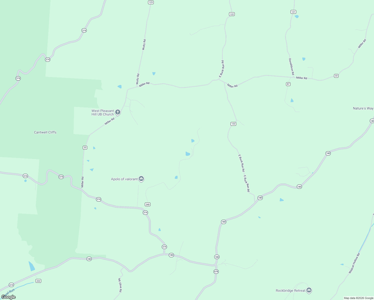 map of restaurants, bars, coffee shops, grocery stores, and more near 13441 Marshall Road in Rockbridge