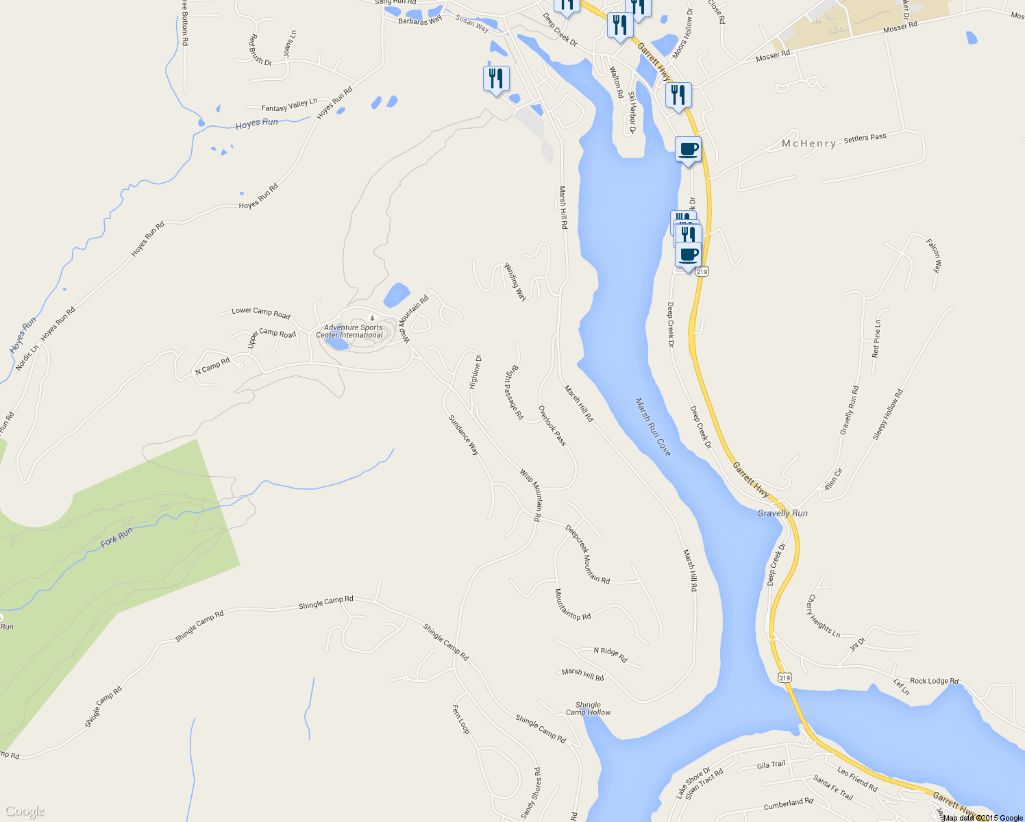 map of restaurants, bars, coffee shops, grocery stores, and more near 70 Bright Passage Road in McHenry
