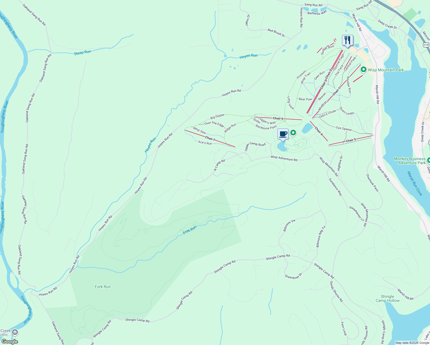 map of restaurants, bars, coffee shops, grocery stores, and more near 365 North Camp Road in McHenry