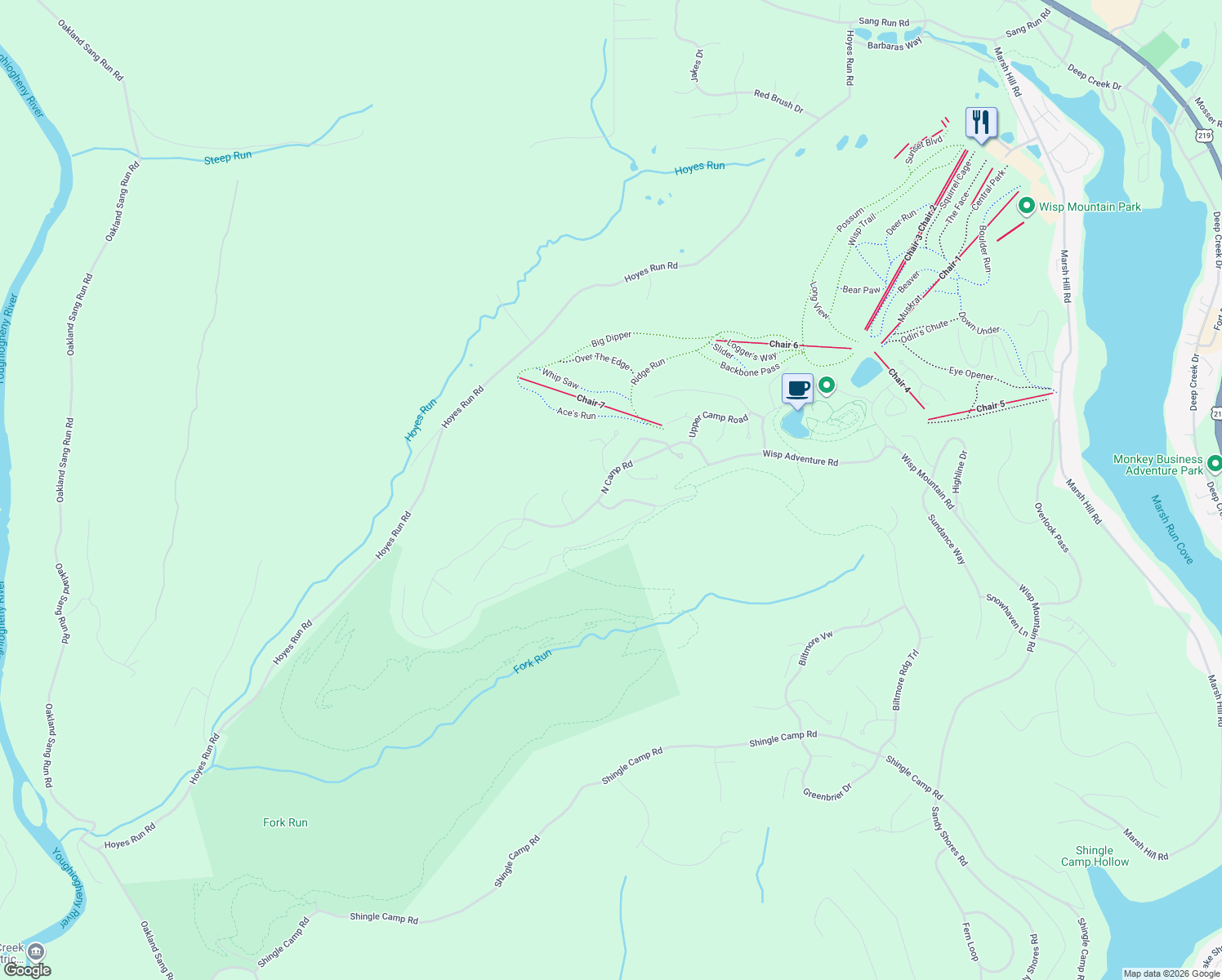 map of restaurants, bars, coffee shops, grocery stores, and more near 365 North Camp Road in McHenry