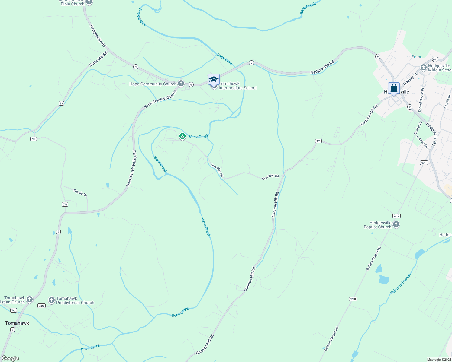 map of restaurants, bars, coffee shops, grocery stores, and more near 457 Goa Way Road in Hedgesville
