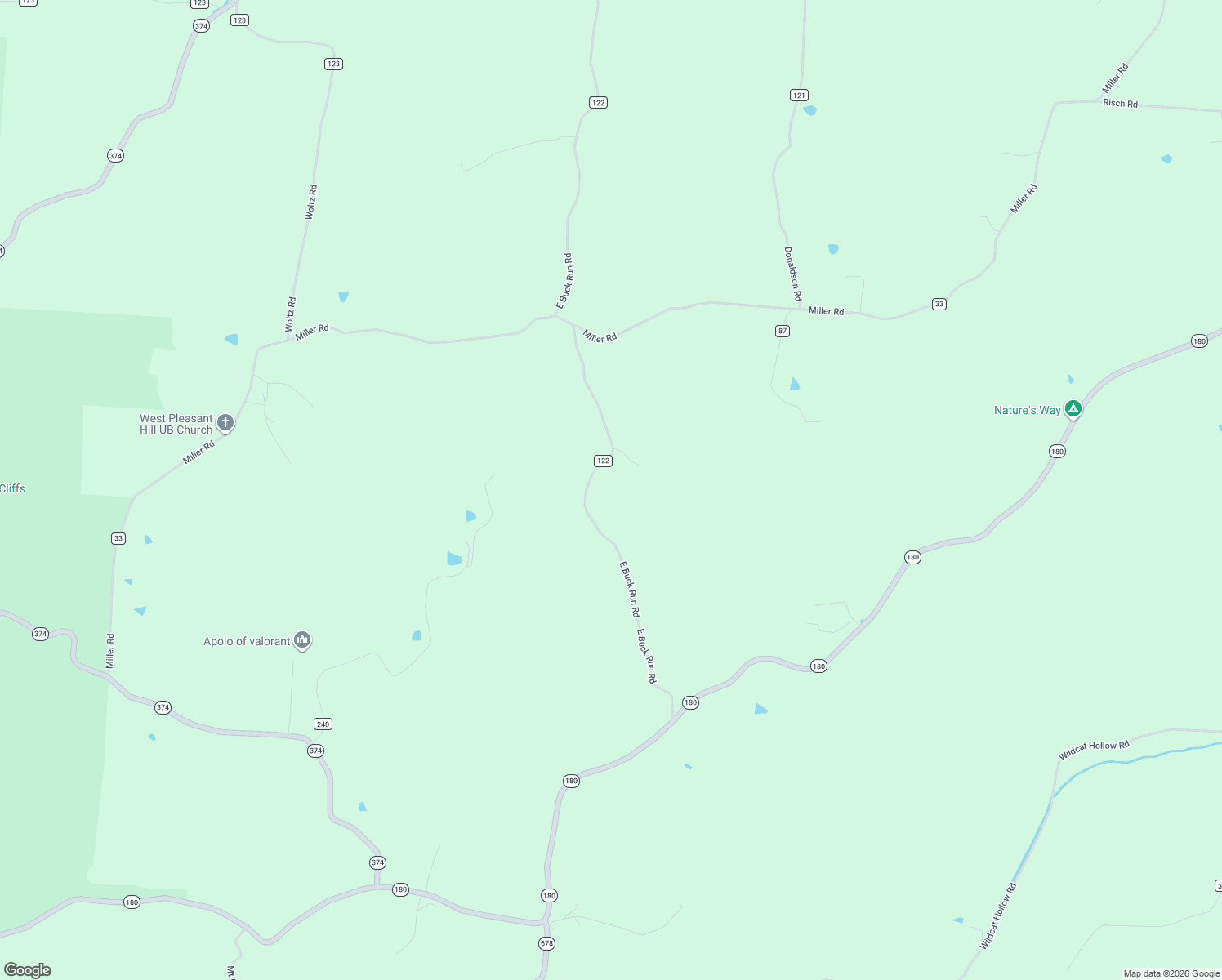 map of restaurants, bars, coffee shops, grocery stores, and more near 13042 East Buck Run Road in Rockbridge