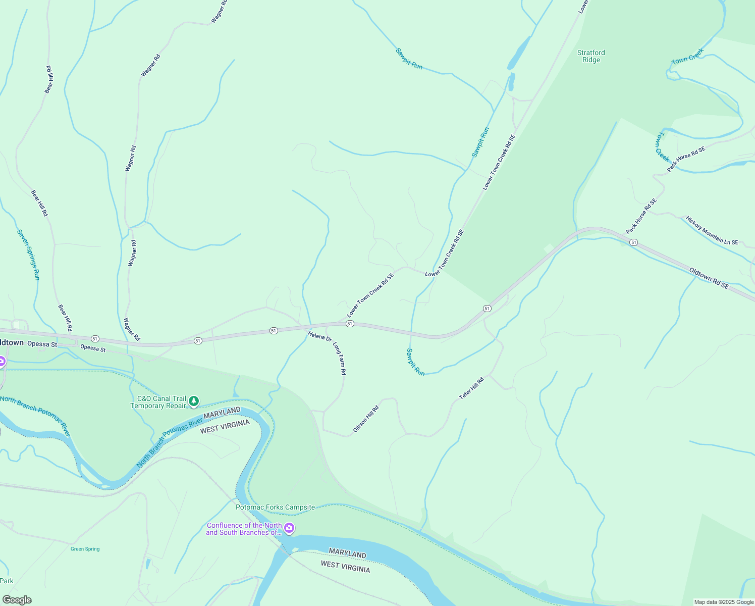 map of restaurants, bars, coffee shops, grocery stores, and more near 18622 Lower Town Creek Road Southeast in Oldtown