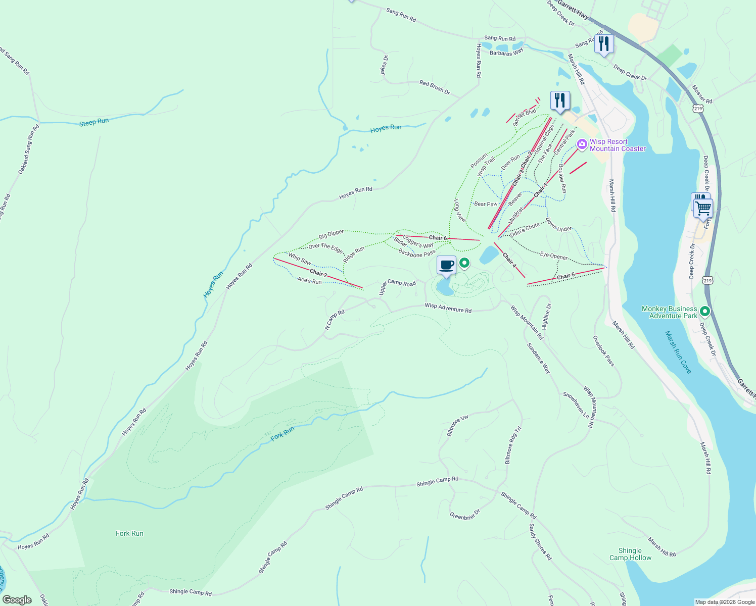 map of restaurants, bars, coffee shops, grocery stores, and more near 101 North Camp Road in McHenry