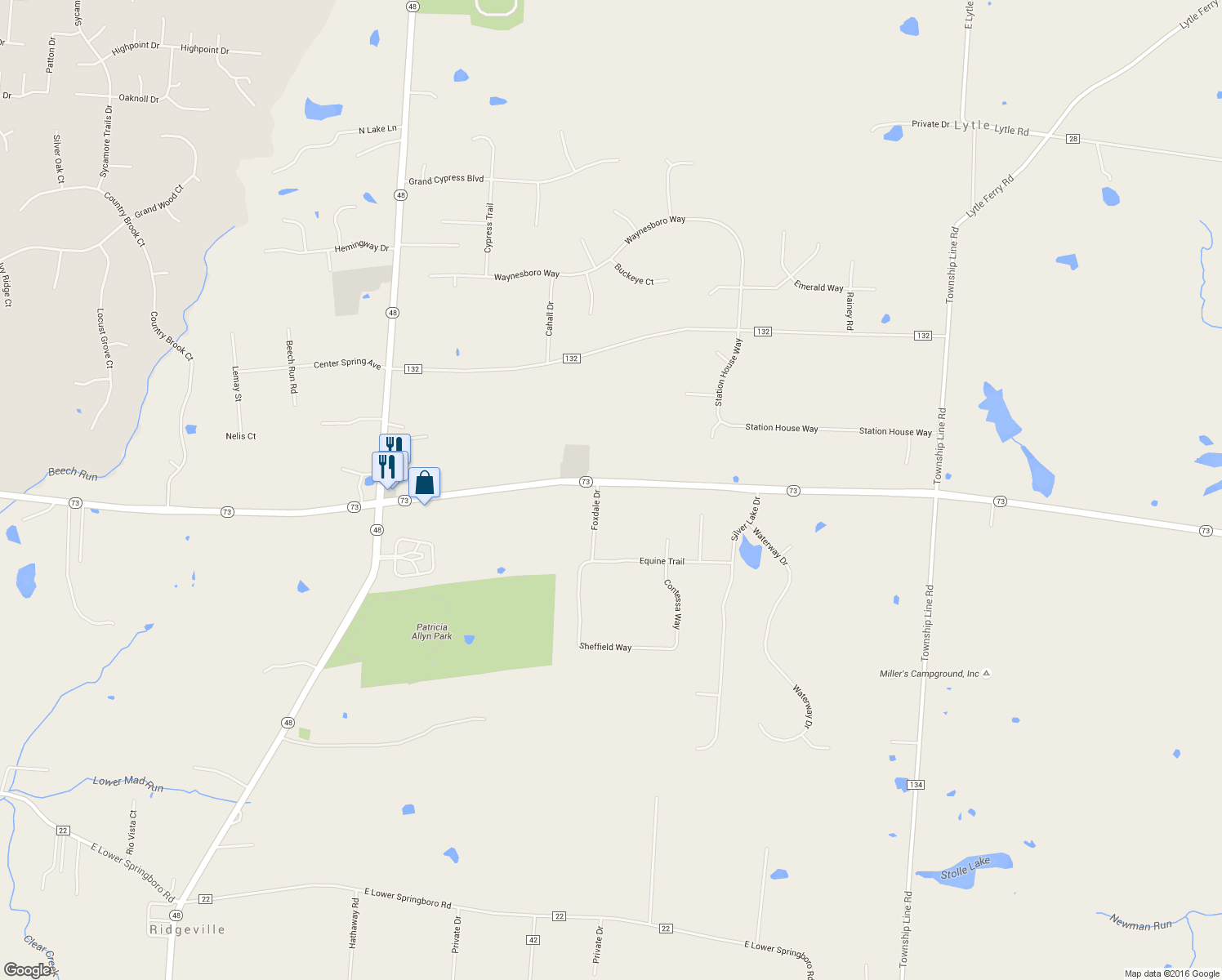 map of restaurants, bars, coffee shops, grocery stores, and more near 7468 Foxdale Drive in Waynesville