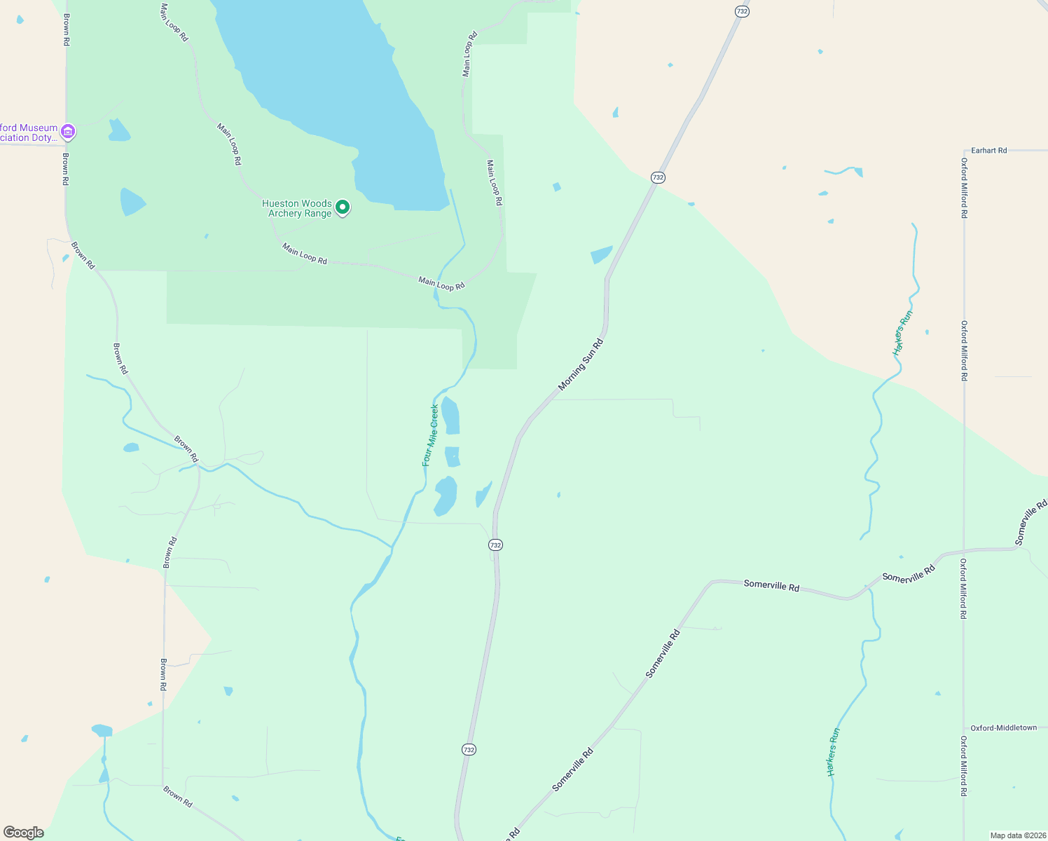 map of restaurants, bars, coffee shops, grocery stores, and more near 6401 Morning Sun Road in Oxford