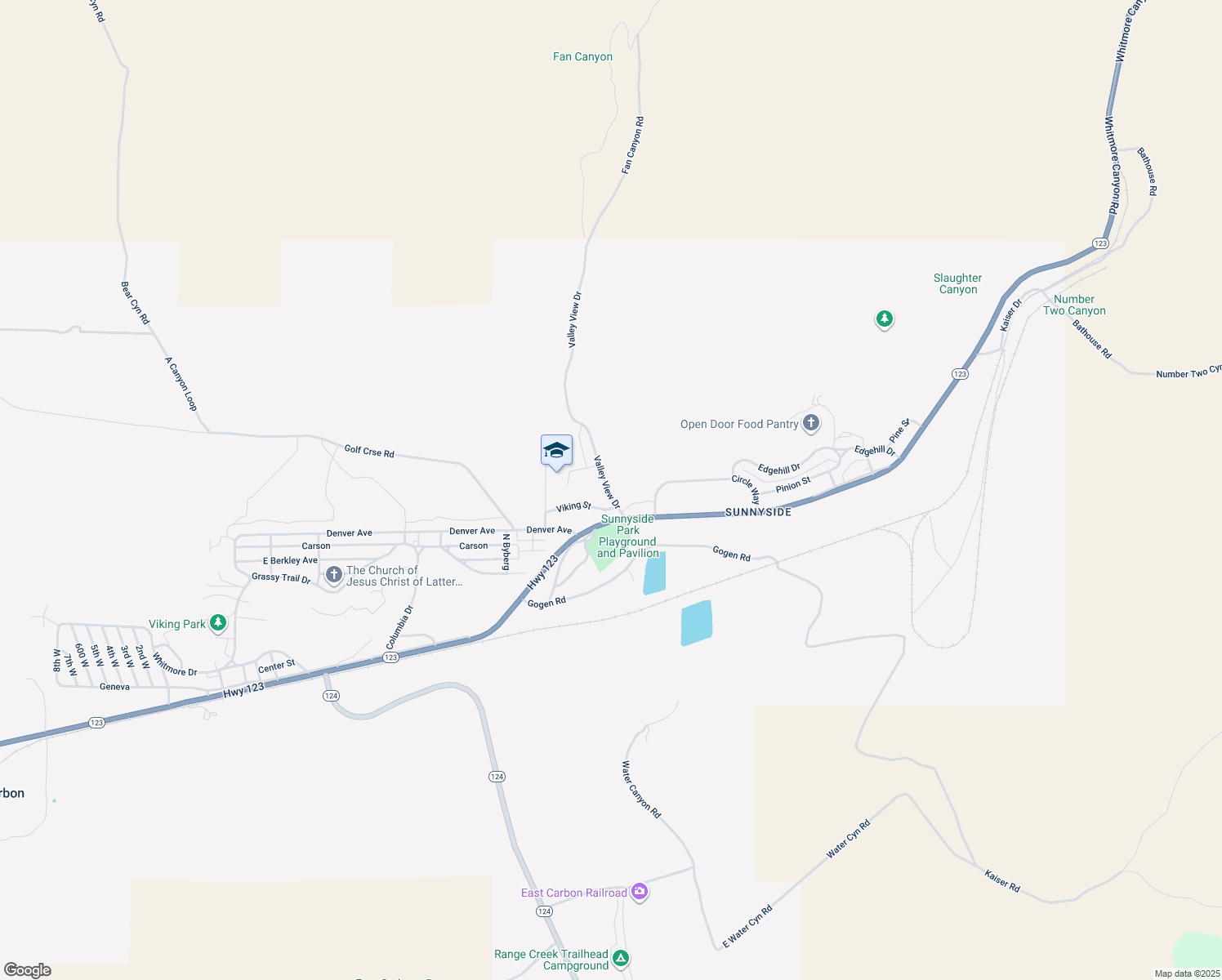 map of restaurants, bars, coffee shops, grocery stores, and more near 110 Valley View Drive in Sunnyside