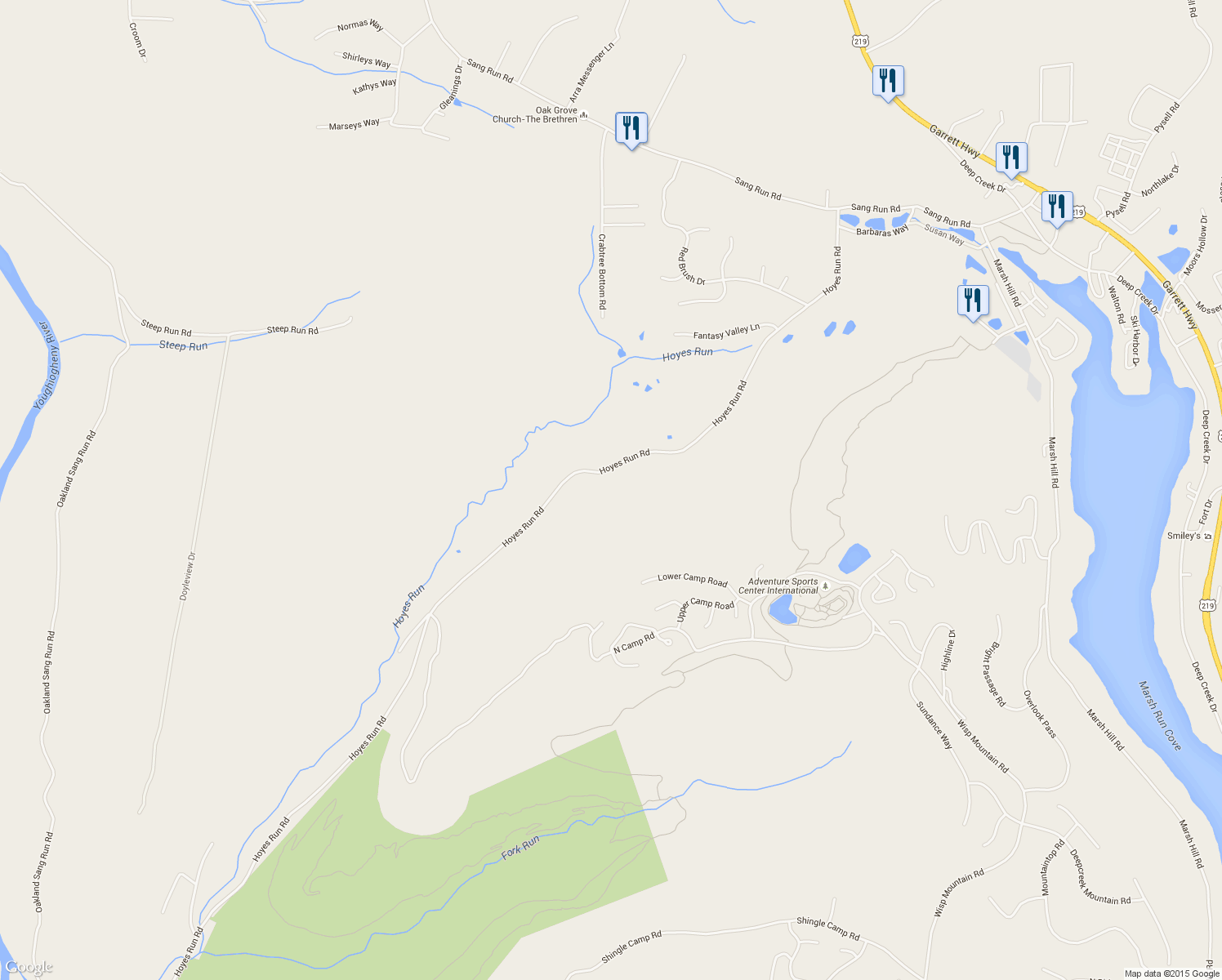 map of restaurants, bars, coffee shops, grocery stores, and more near 2228 Hoyes Run Road in McHenry