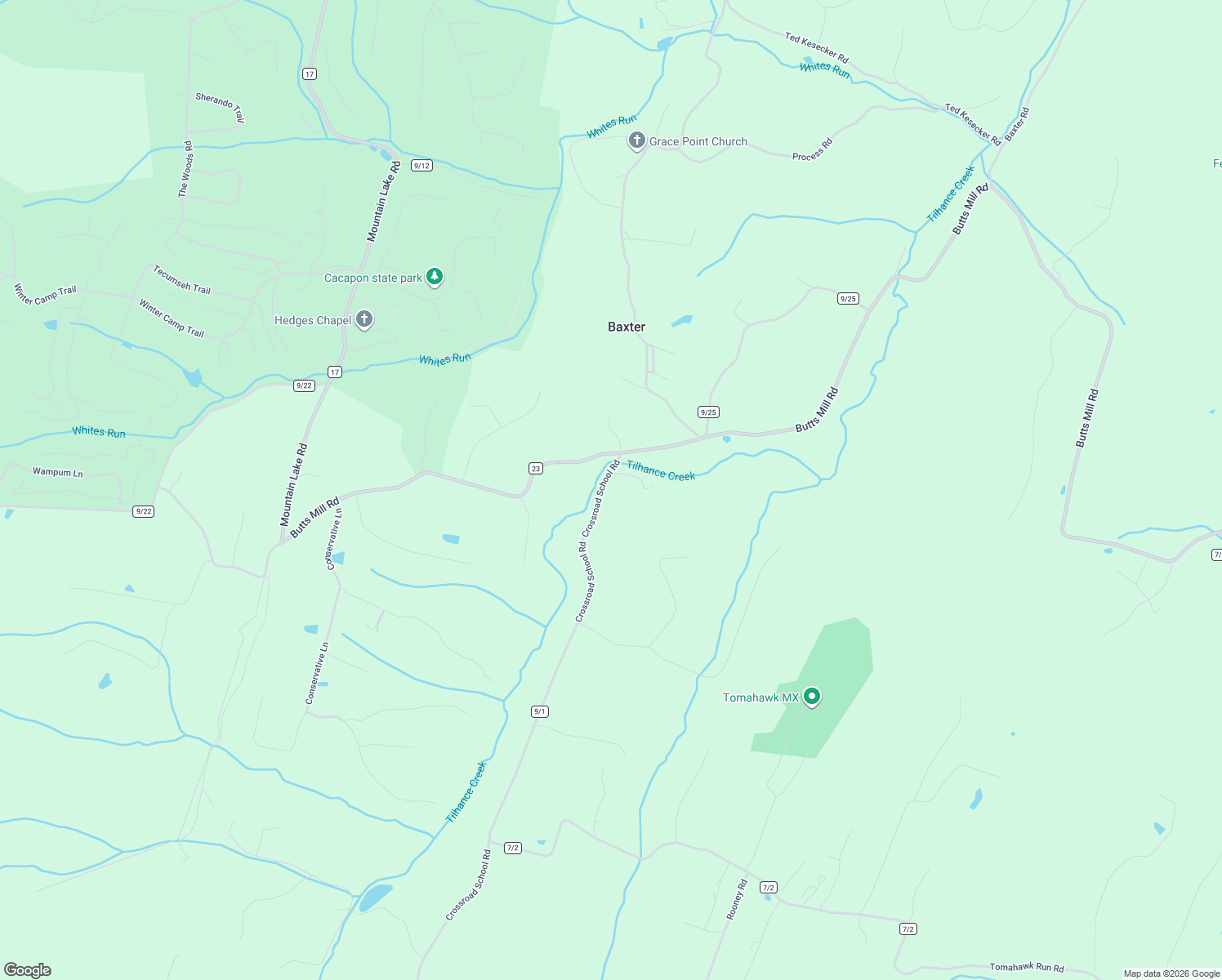 map of restaurants, bars, coffee shops, grocery stores, and more near 2732 Crossroad School Road in Hedgesville