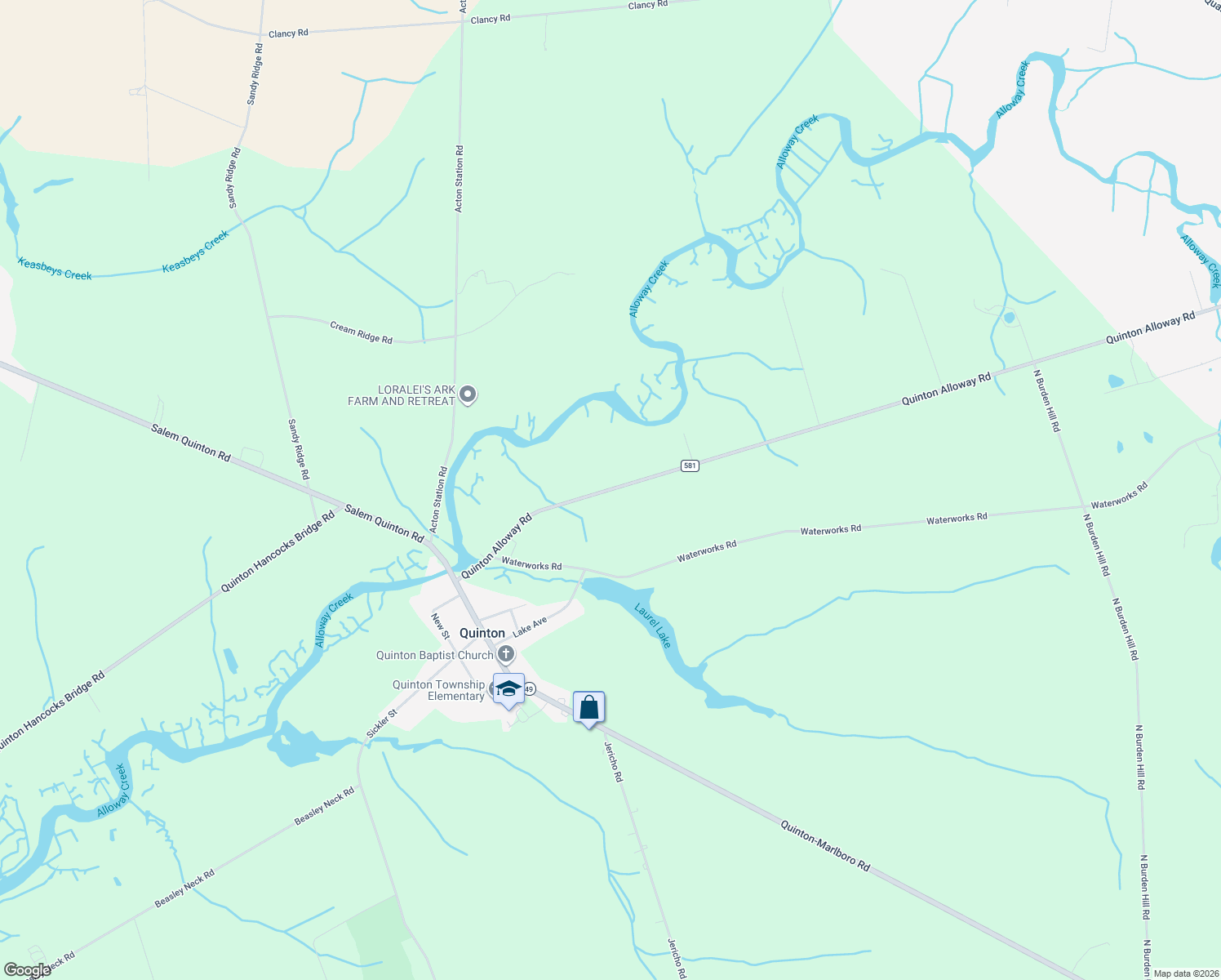 map of restaurants, bars, coffee shops, grocery stores, and more near 36 Quinton Alloway Road in Salem
