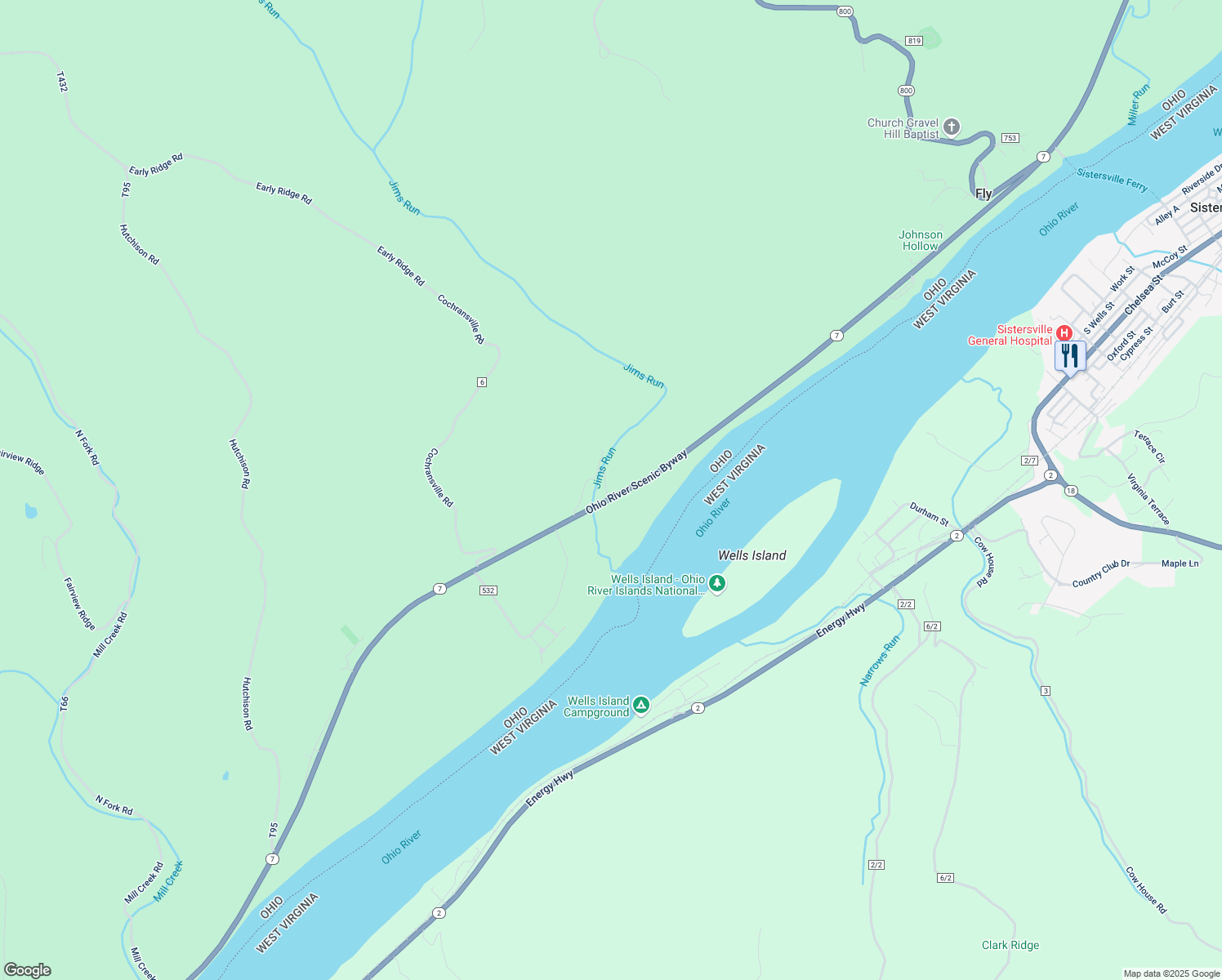 map of restaurants, bars, coffee shops, grocery stores, and more near 31825 Ohio 7 in Matamoras