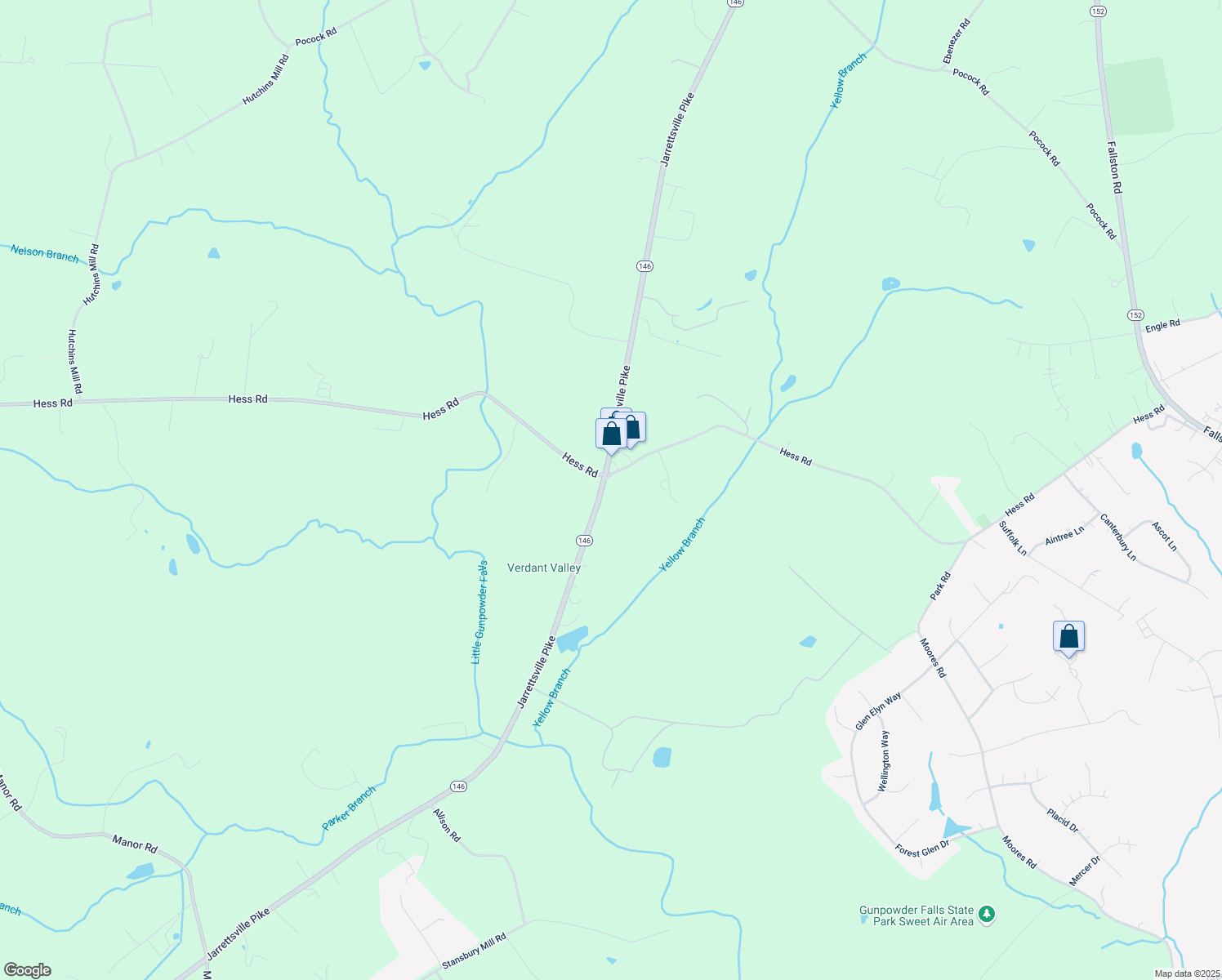 map of restaurants, bars, coffee shops, grocery stores, and more near 3145 Jarrettsville Pike in Baldwin