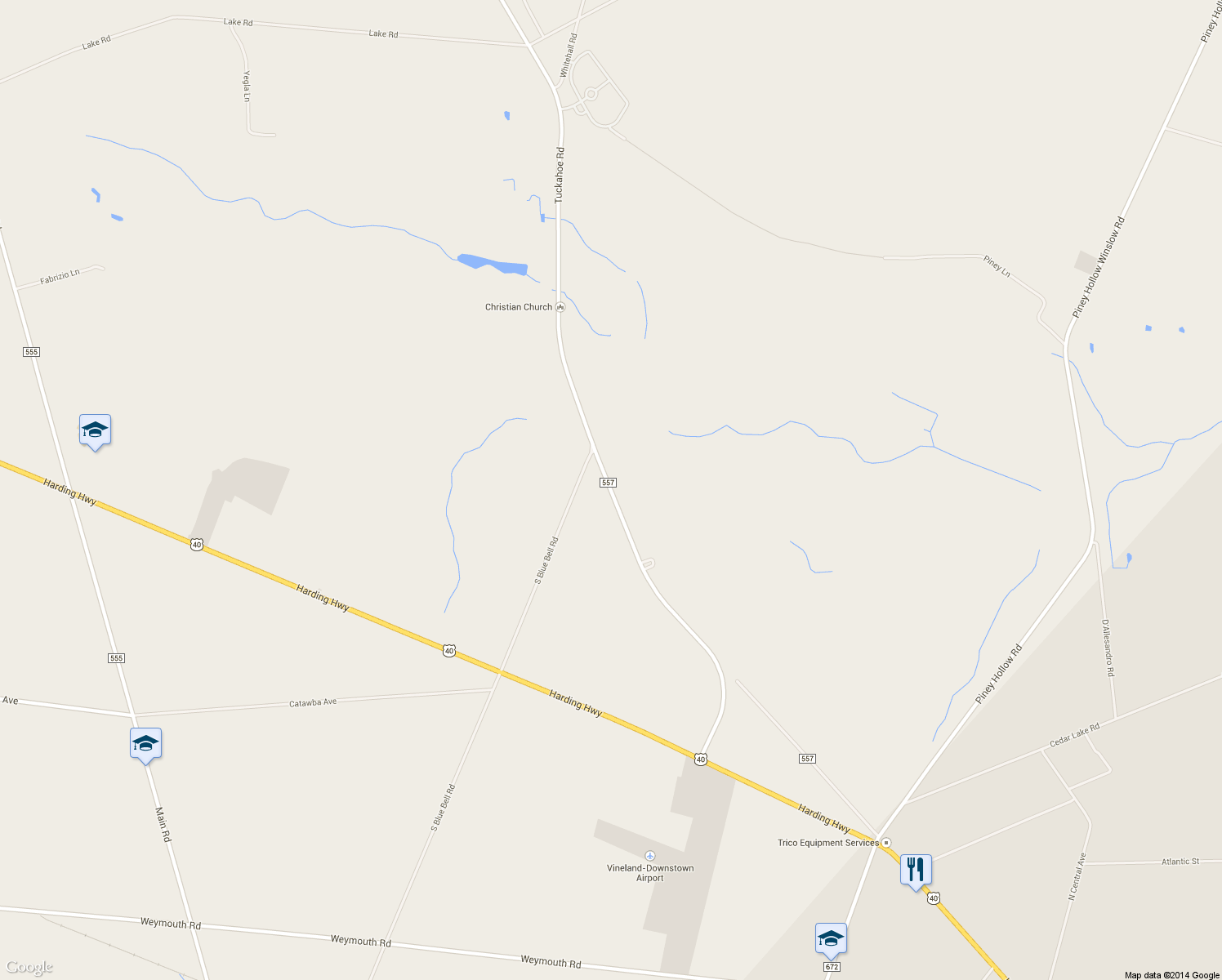 map of restaurants, bars, coffee shops, grocery stores, and more near 752 Tuckahoe Road in Vineland