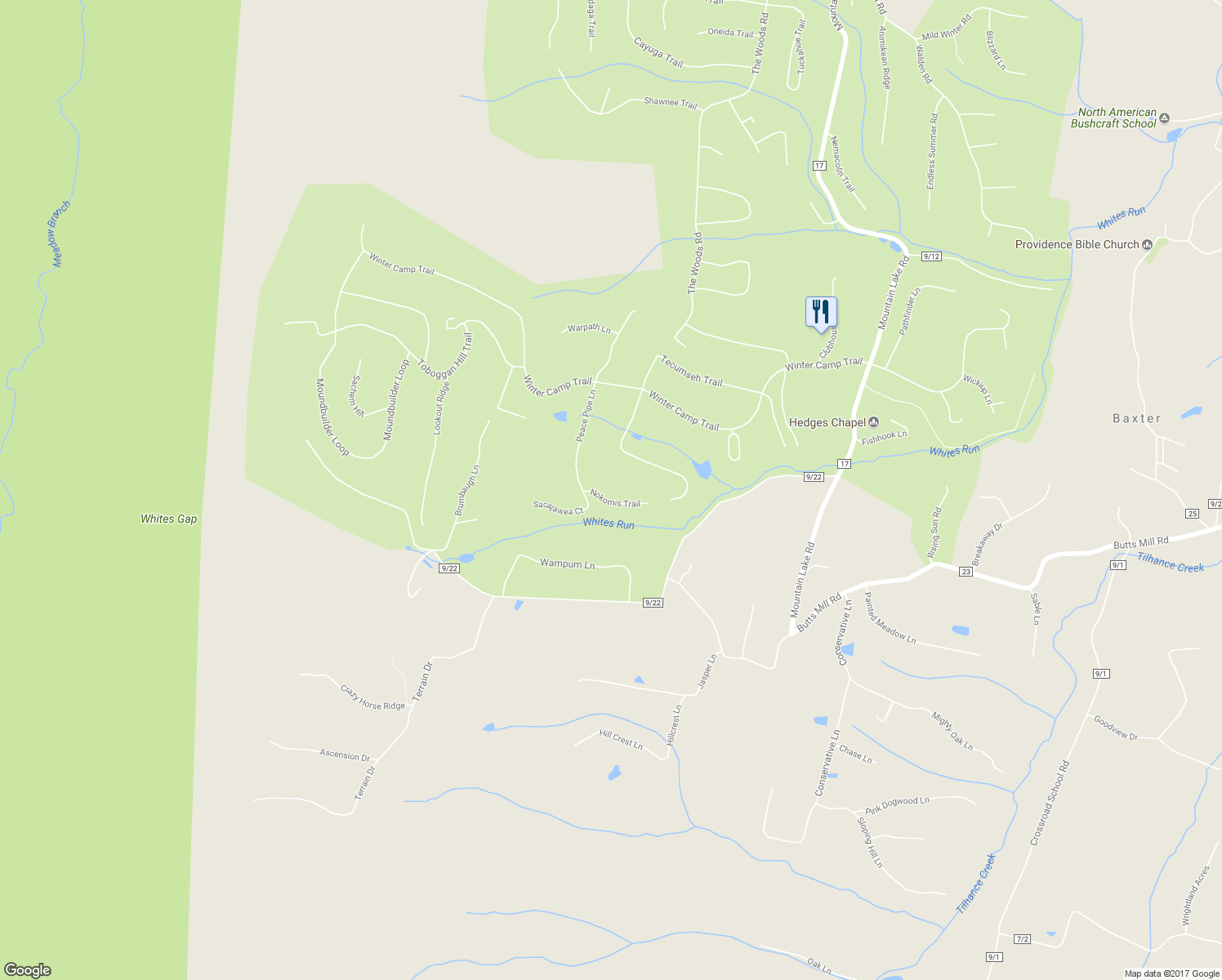 map of restaurants, bars, coffee shops, grocery stores, and more near 81 Nokomis Trail in Hedgesville