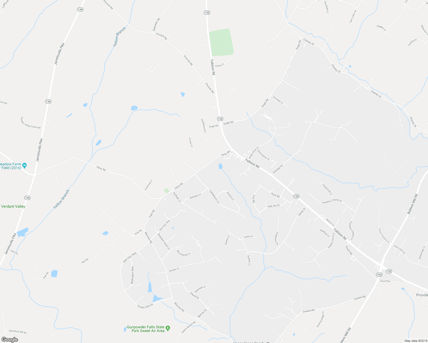 map of restaurants, bars, coffee shops, grocery stores, and more near 2427 Hess Road in Fallston