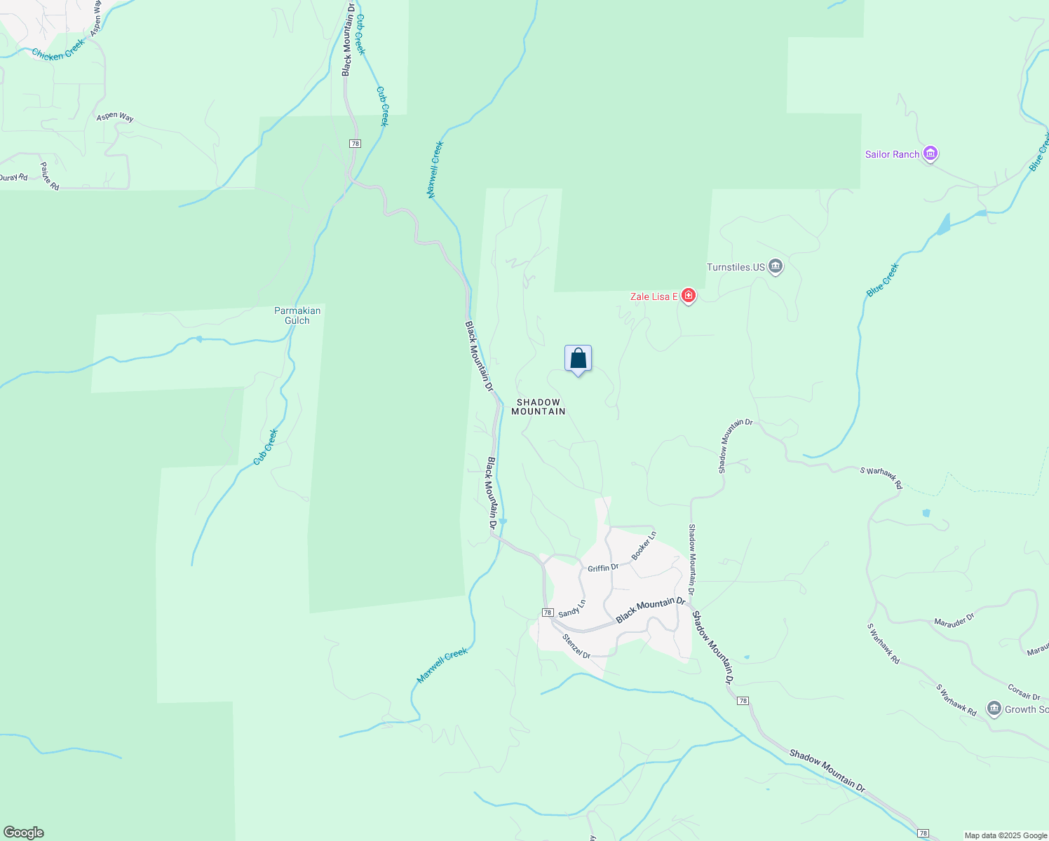 map of restaurants, bars, coffee shops, grocery stores, and more near 8932 Martin Lane in Conifer