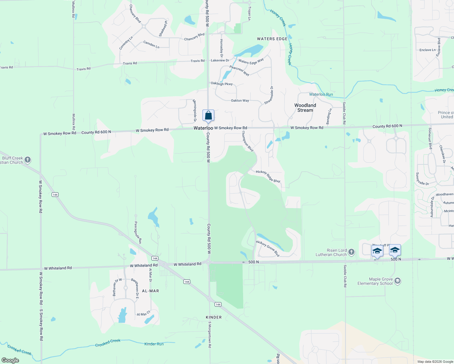 map of restaurants, bars, coffee shops, grocery stores, and more near 4230 Raintree Boulevard in Greenwood