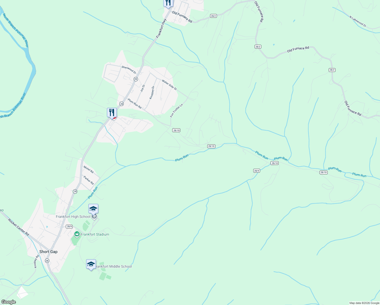 map of restaurants, bars, coffee shops, grocery stores, and more near Christy's Court in Ridgeley