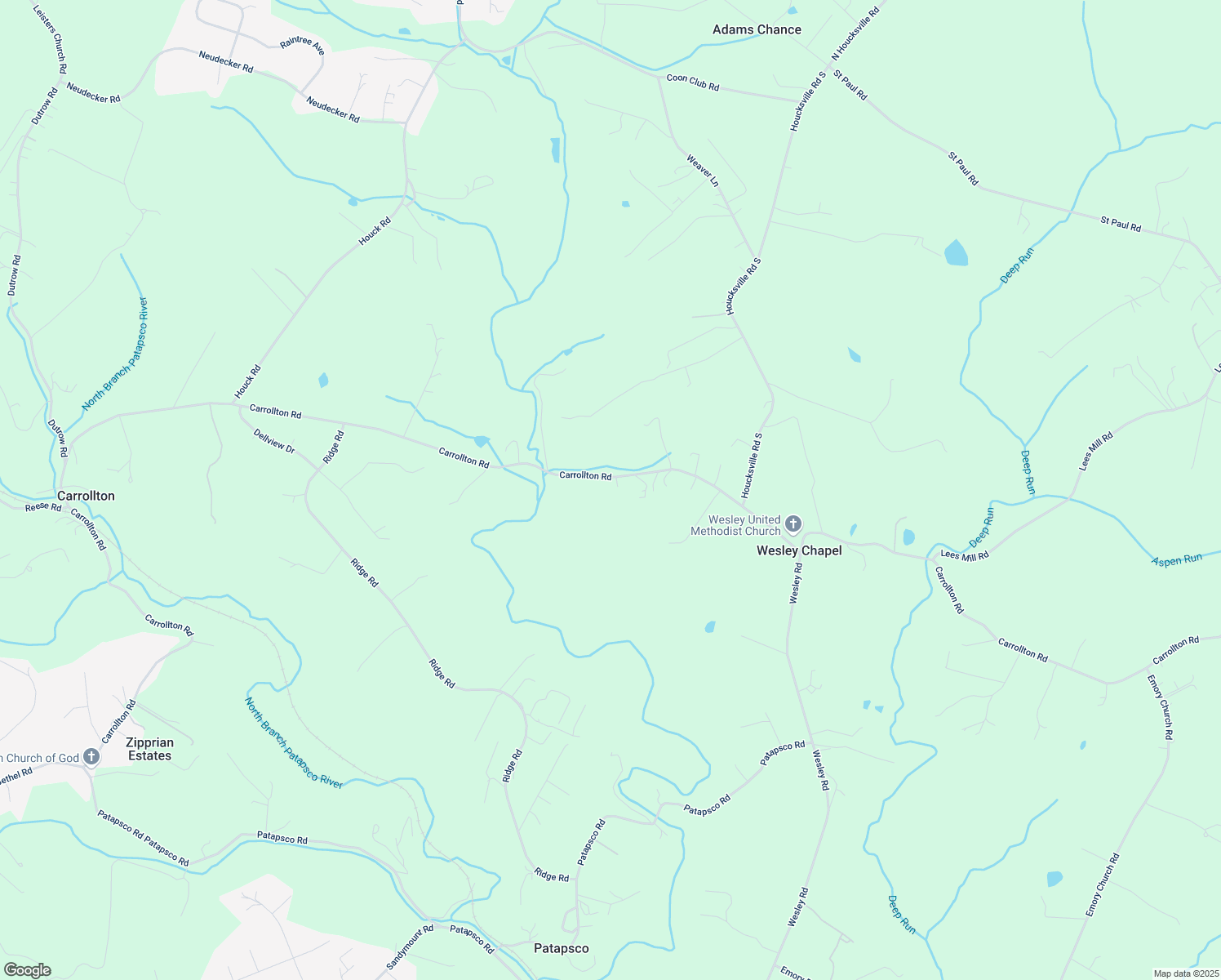 map of restaurants, bars, coffee shops, grocery stores, and more near 3001 Carrollton Road in Finksburg