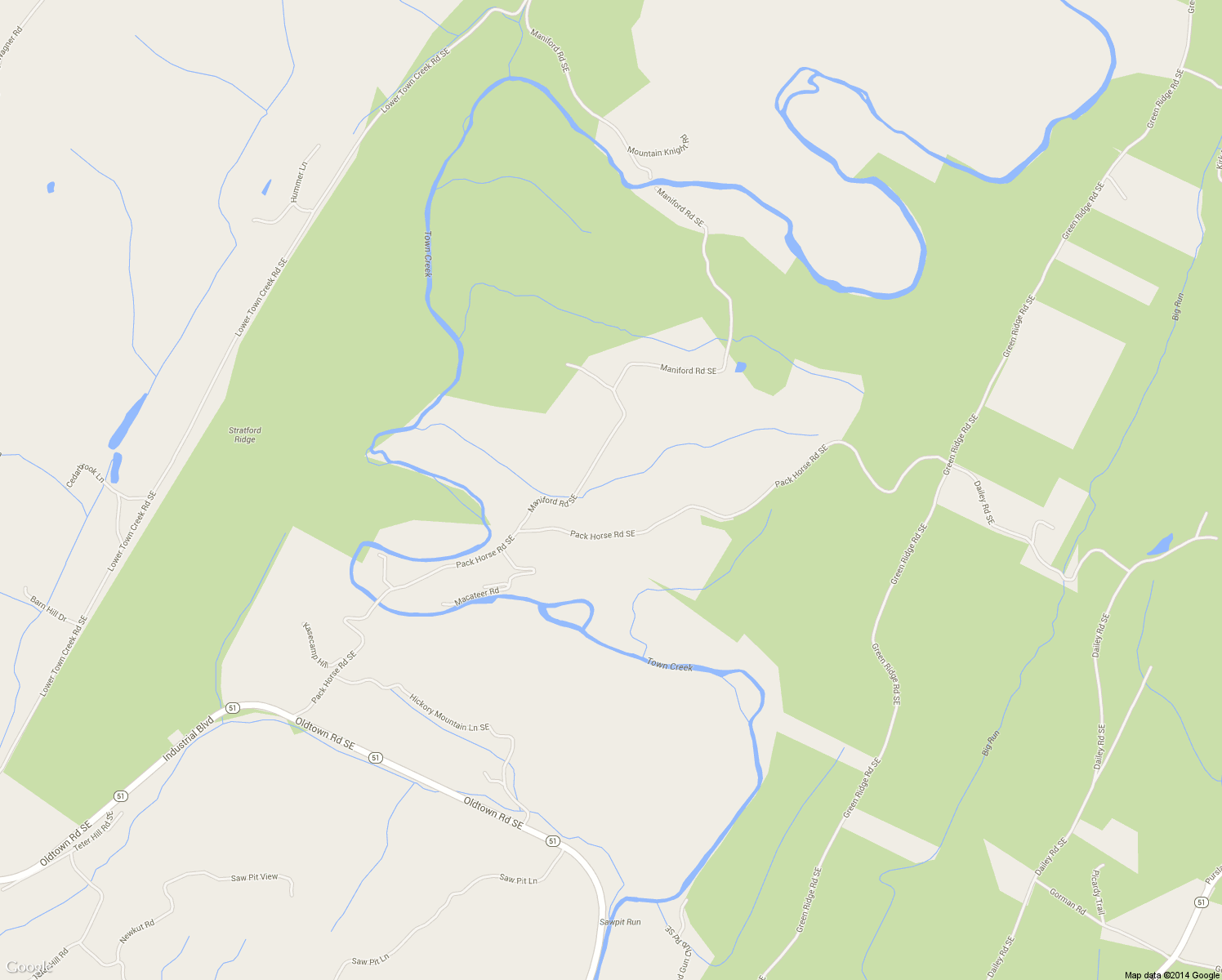 map of restaurants, bars, coffee shops, grocery stores, and more near 17515 Maniford Road Southeast in Oldtown