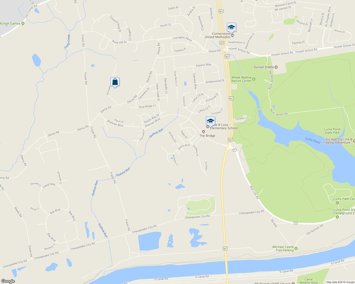 map of restaurants, bars, coffee shops, grocery stores, and more near 19 Wicklow Road in Bear