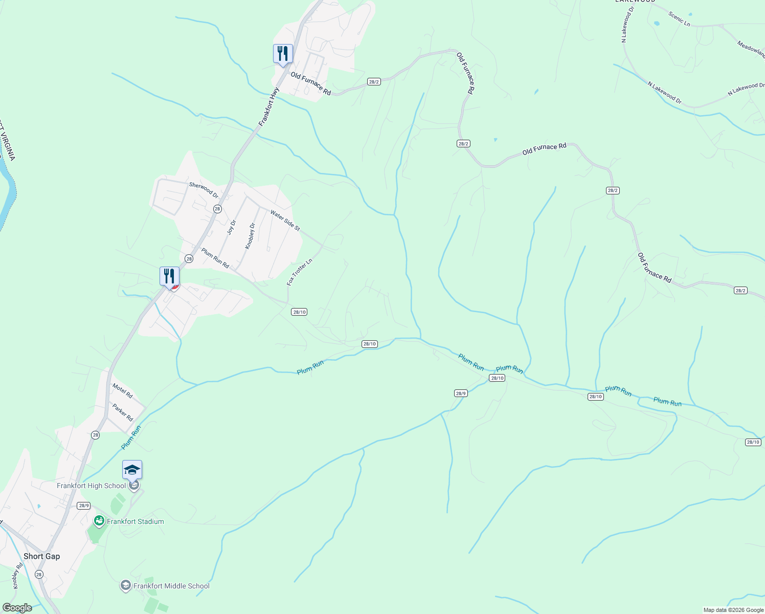 map of restaurants, bars, coffee shops, grocery stores, and more near 72 Corey Lane in Ridgeley