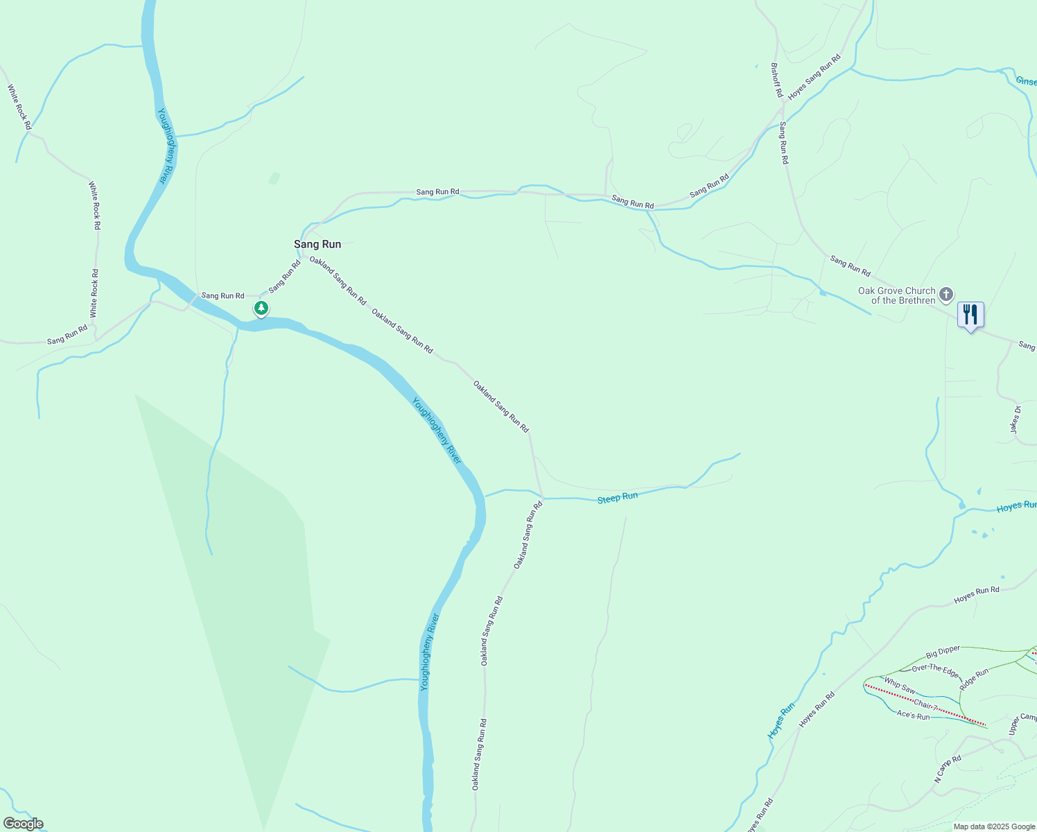 map of restaurants, bars, coffee shops, grocery stores, and more near 4406 Oakland Sang Run Road in McHenry