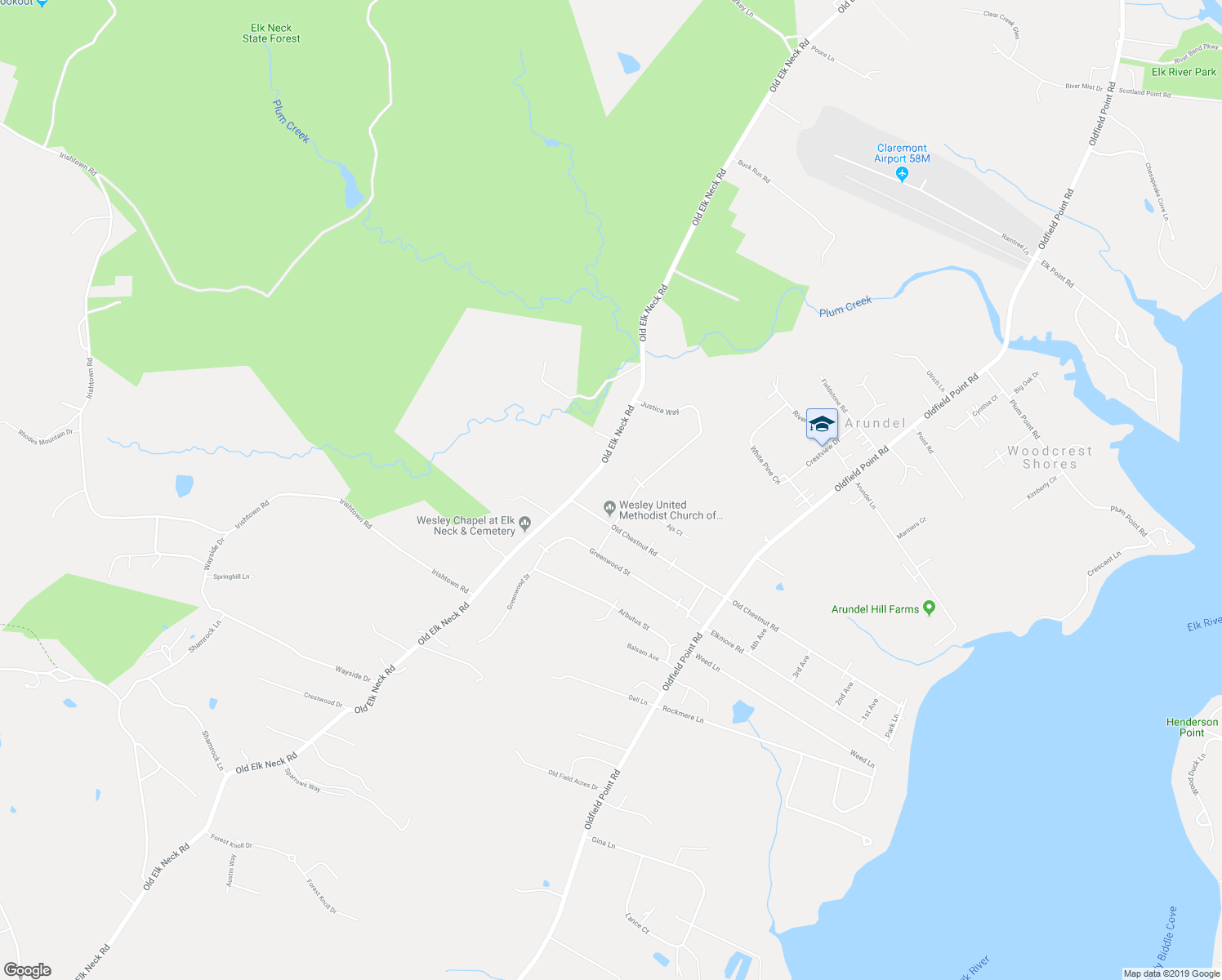 map of restaurants, bars, coffee shops, grocery stores, and more near 67 Justice Way in Elkton