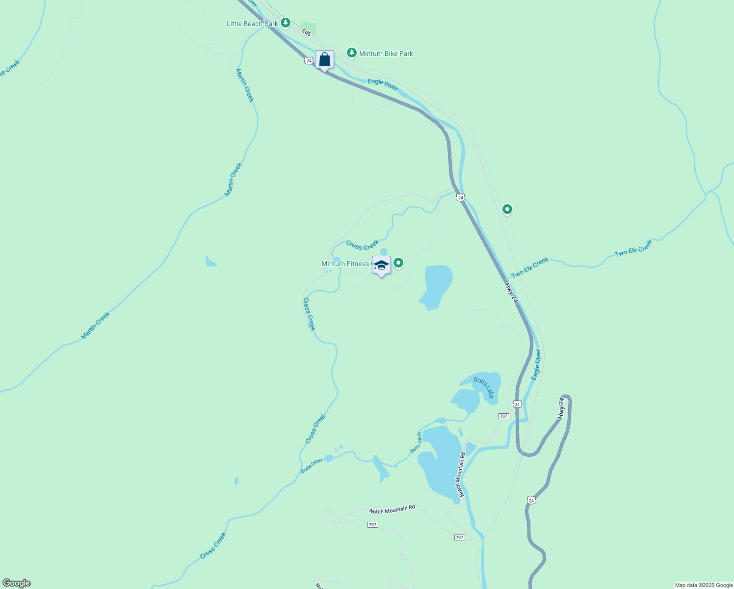 map of restaurants, bars, coffee shops, grocery stores, and more near 1951 Highway in Vail