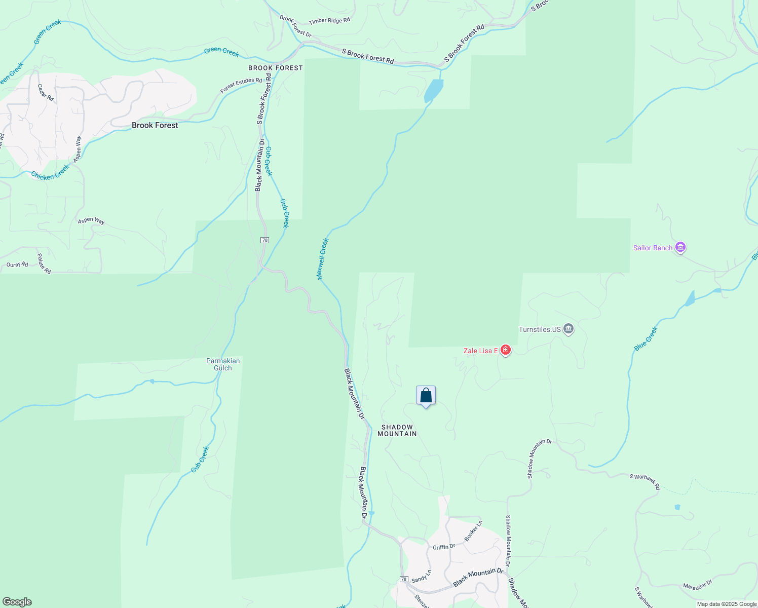 map of restaurants, bars, coffee shops, grocery stores, and more near 32678 Kinsey Lane in Conifer