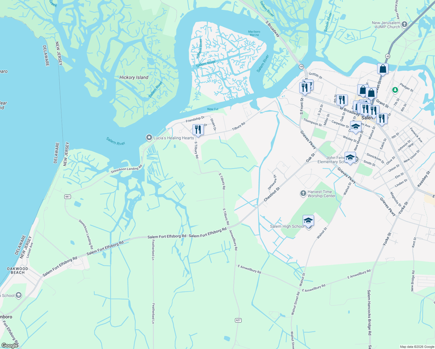 map of restaurants, bars, coffee shops, grocery stores, and more near 66 South Tilbury Road in Salem