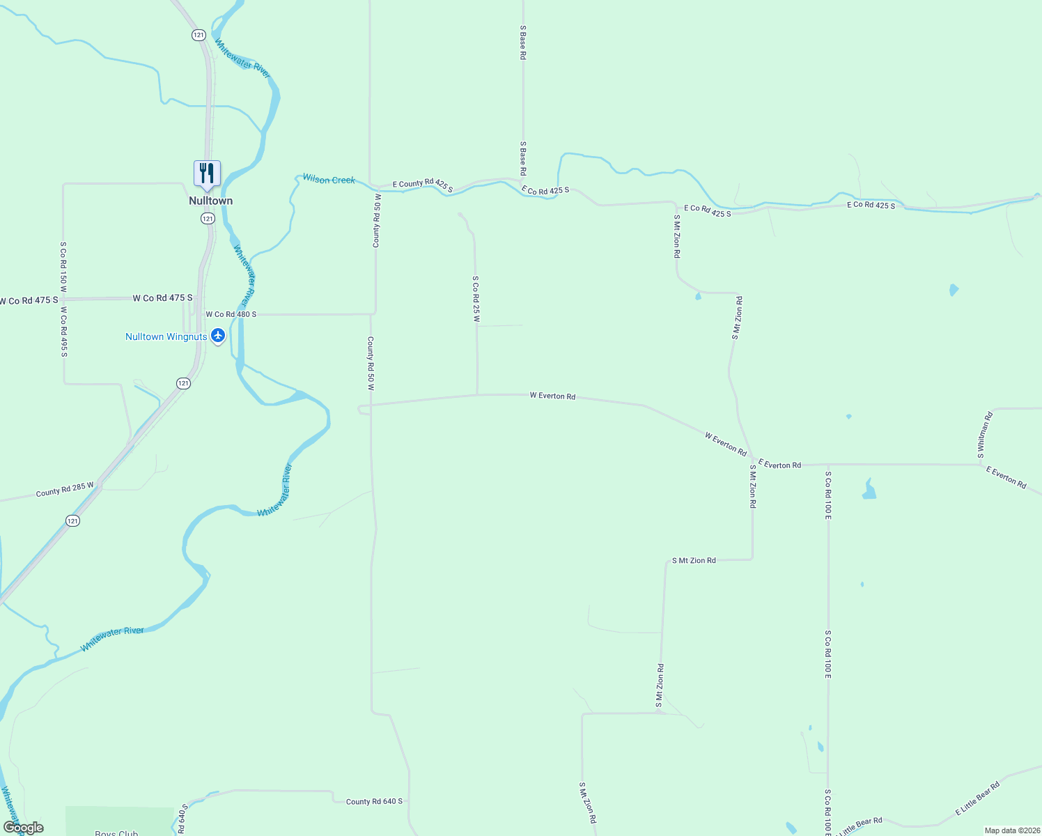 map of restaurants, bars, coffee shops, grocery stores, and more near 111 West Everton Road in Connersville