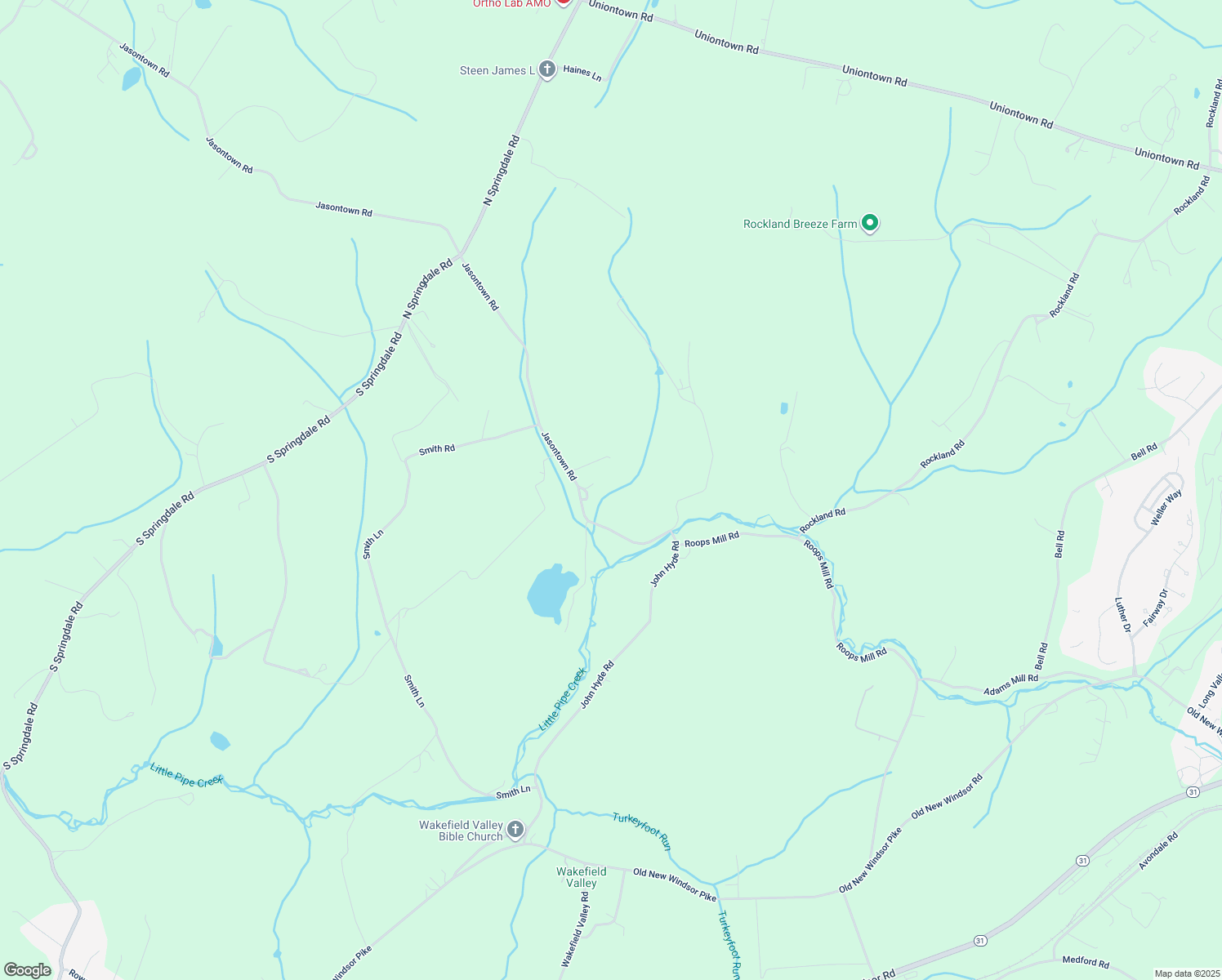 map of restaurants, bars, coffee shops, grocery stores, and more near 2078 Jasontown Road in Westminster