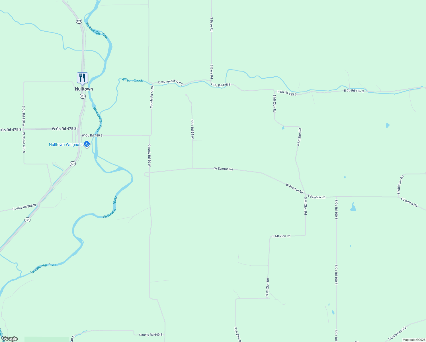 map of restaurants, bars, coffee shops, grocery stores, and more near 111 West Everton Road in Connersville