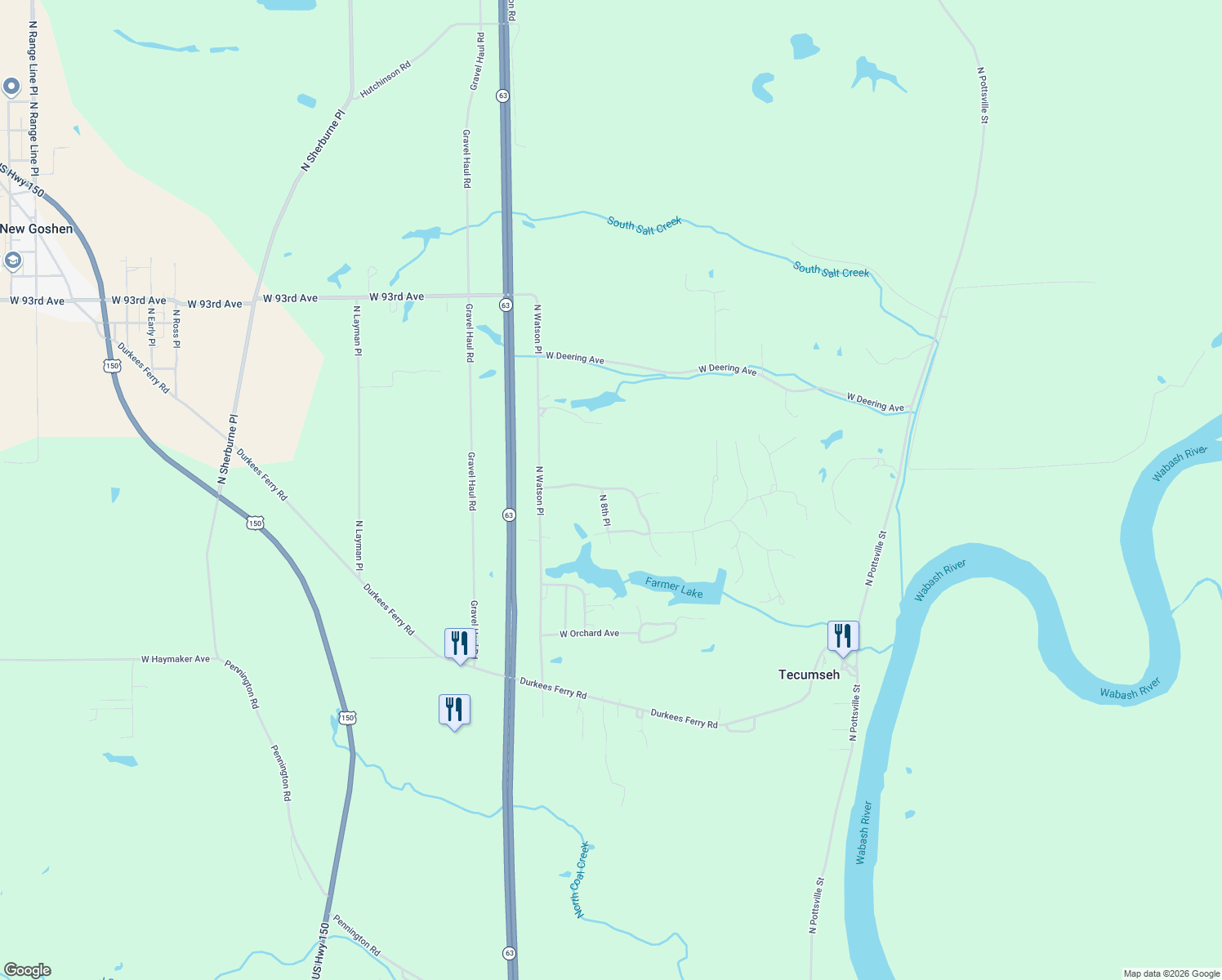 map of restaurants, bars, coffee shops, grocery stores, and more near 629-799 West Krislynn Woods Avenue in West Terre Haute