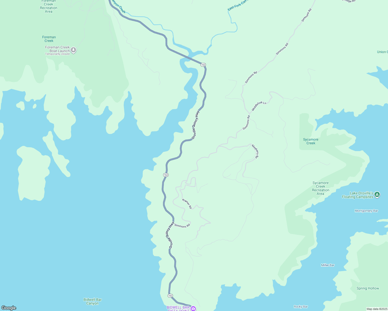 map of restaurants, bars, coffee shops, grocery stores, and more near 407 Simmons Road in Oroville