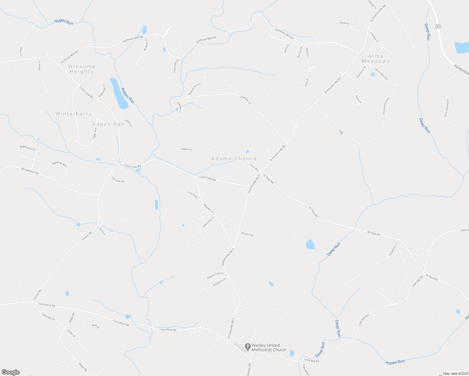 map of restaurants, bars, coffee shops, grocery stores, and more near 3221 Coon Club Road in Hampstead