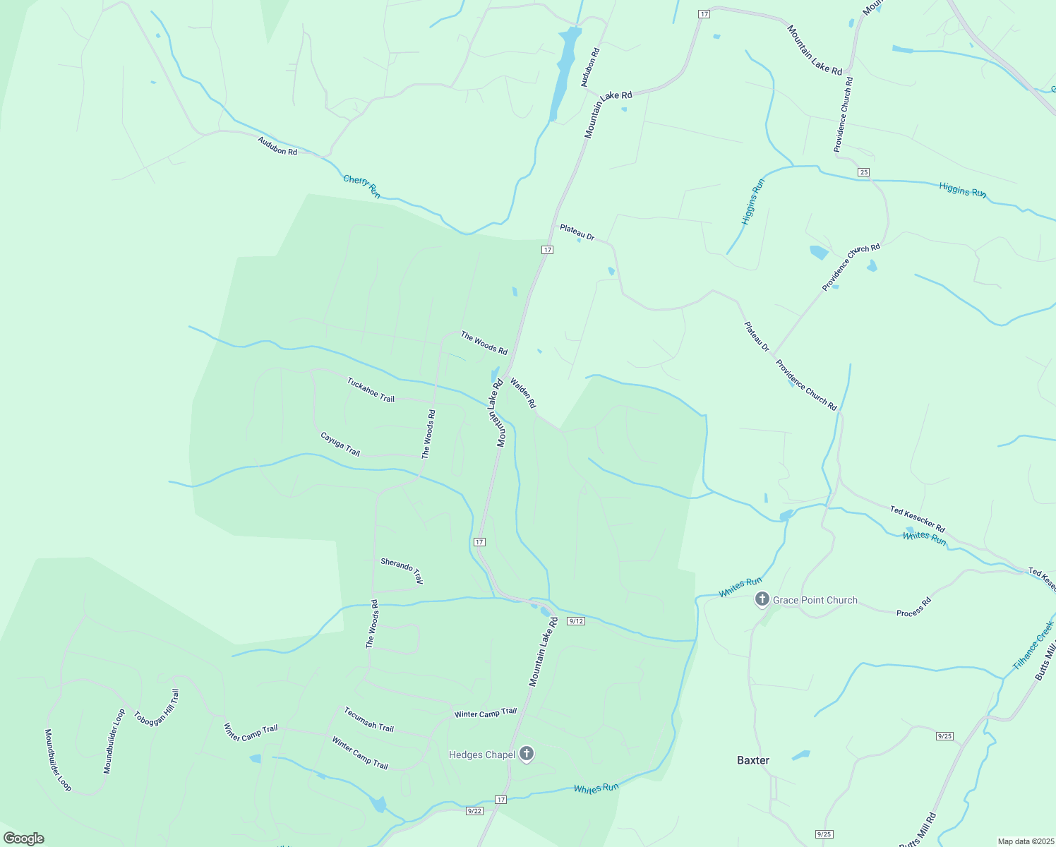 map of restaurants, bars, coffee shops, grocery stores, and more near 40 Animikean Ridge in Hedgesville