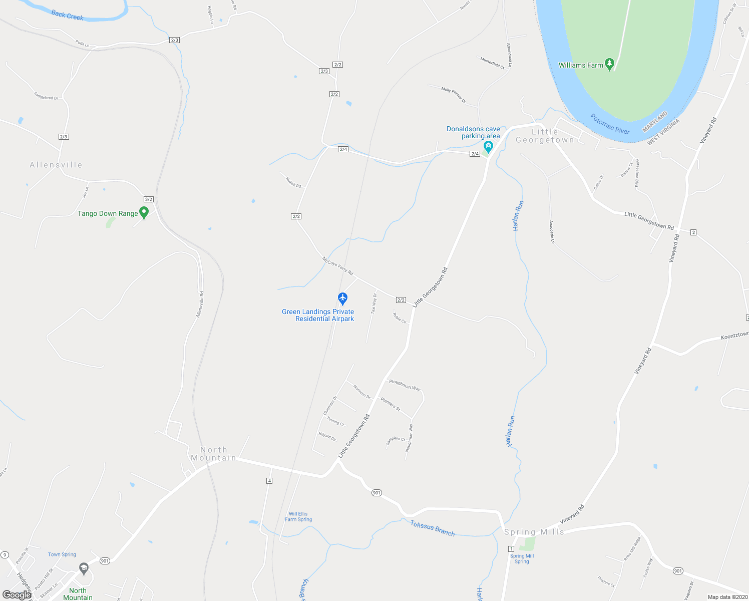 map of restaurants, bars, coffee shops, grocery stores, and more near 25 Taxi Way Drive in Hedgesville