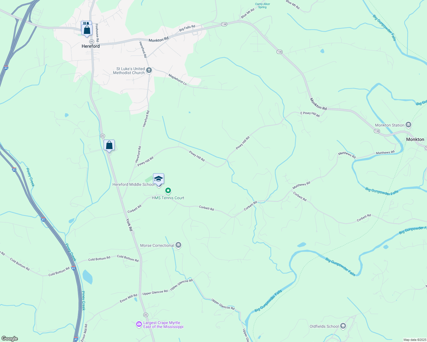 map of restaurants, bars, coffee shops, grocery stores, and more near 949 Piney Hill Road in Monkton