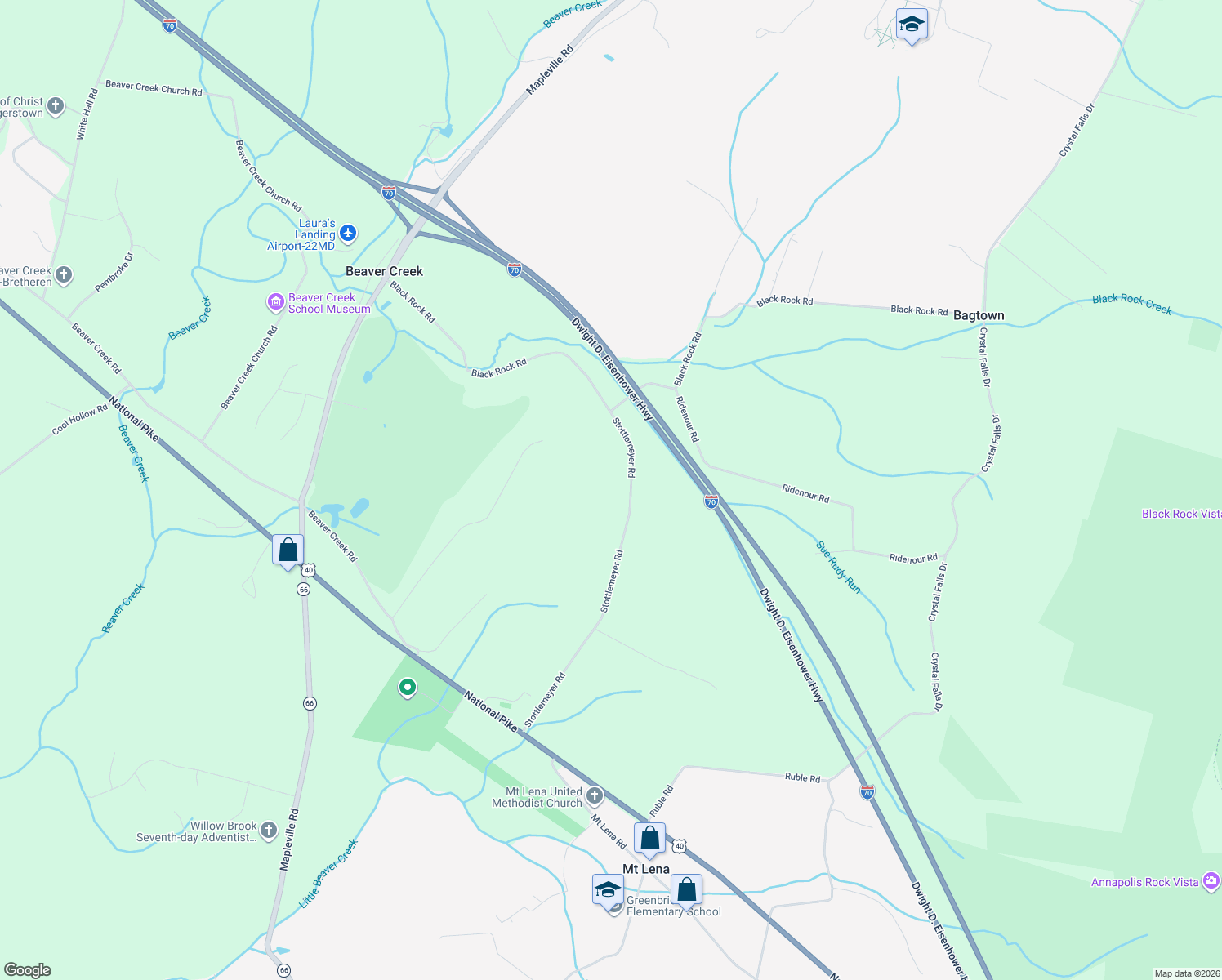 map of restaurants, bars, coffee shops, grocery stores, and more near 9430 Stottlemeyer Rd in Boonsboro