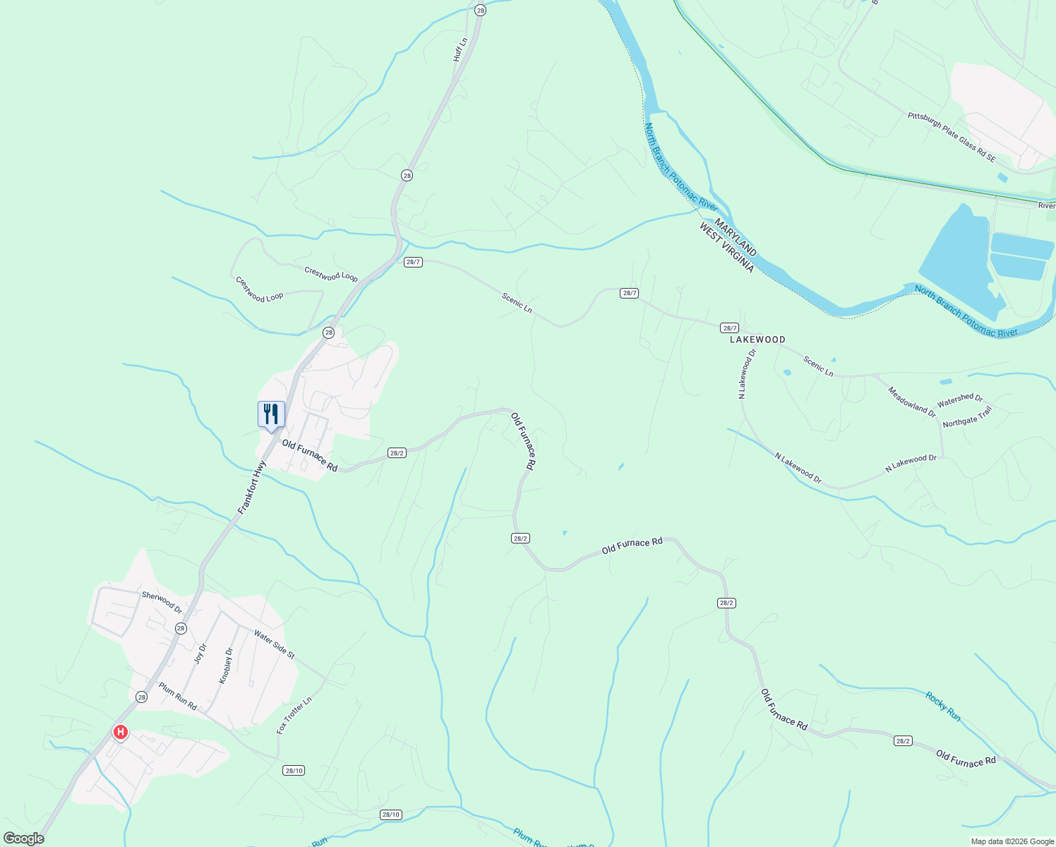 map of restaurants, bars, coffee shops, grocery stores, and more near 911 Old Furnace Road in Ridgeley