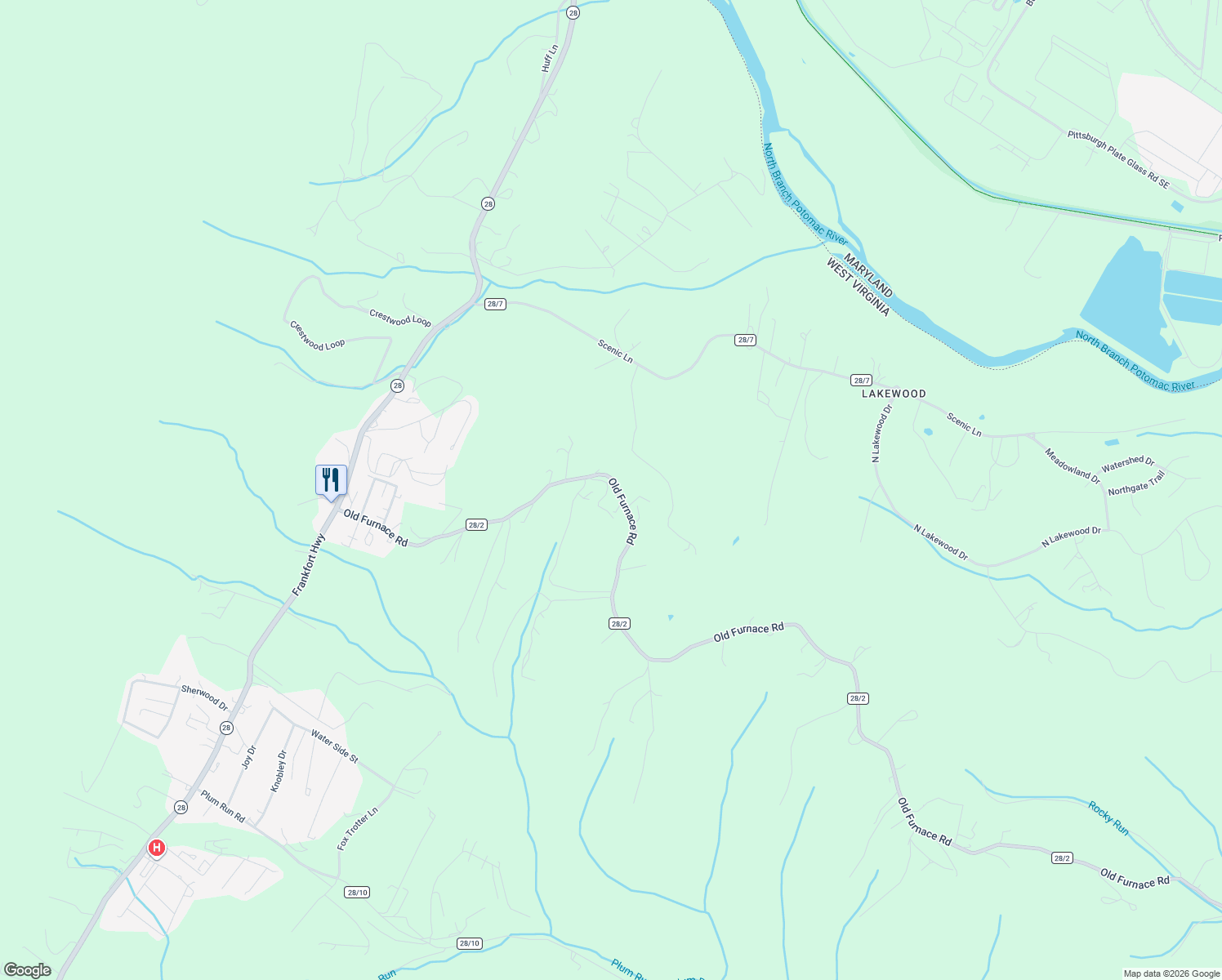 map of restaurants, bars, coffee shops, grocery stores, and more near 911 Old Furnace Road in Ridgeley
