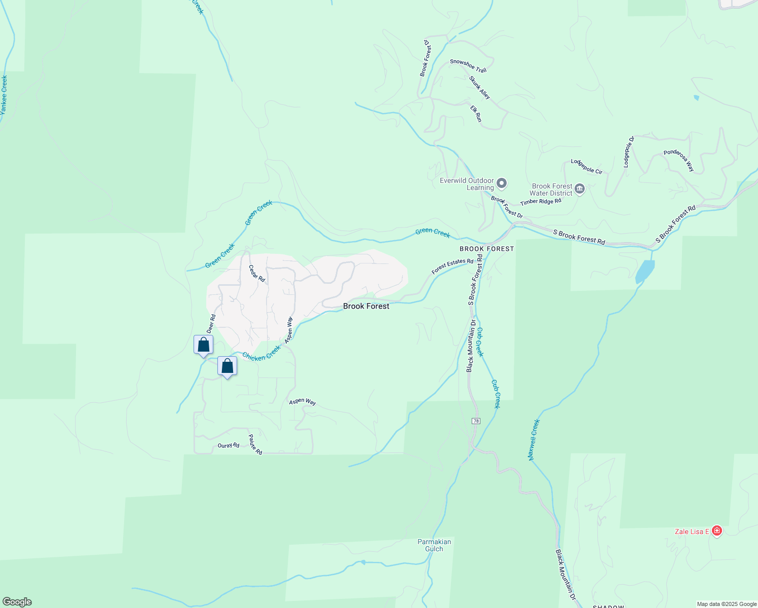 map of restaurants, bars, coffee shops, grocery stores, and more near in Brook Forest